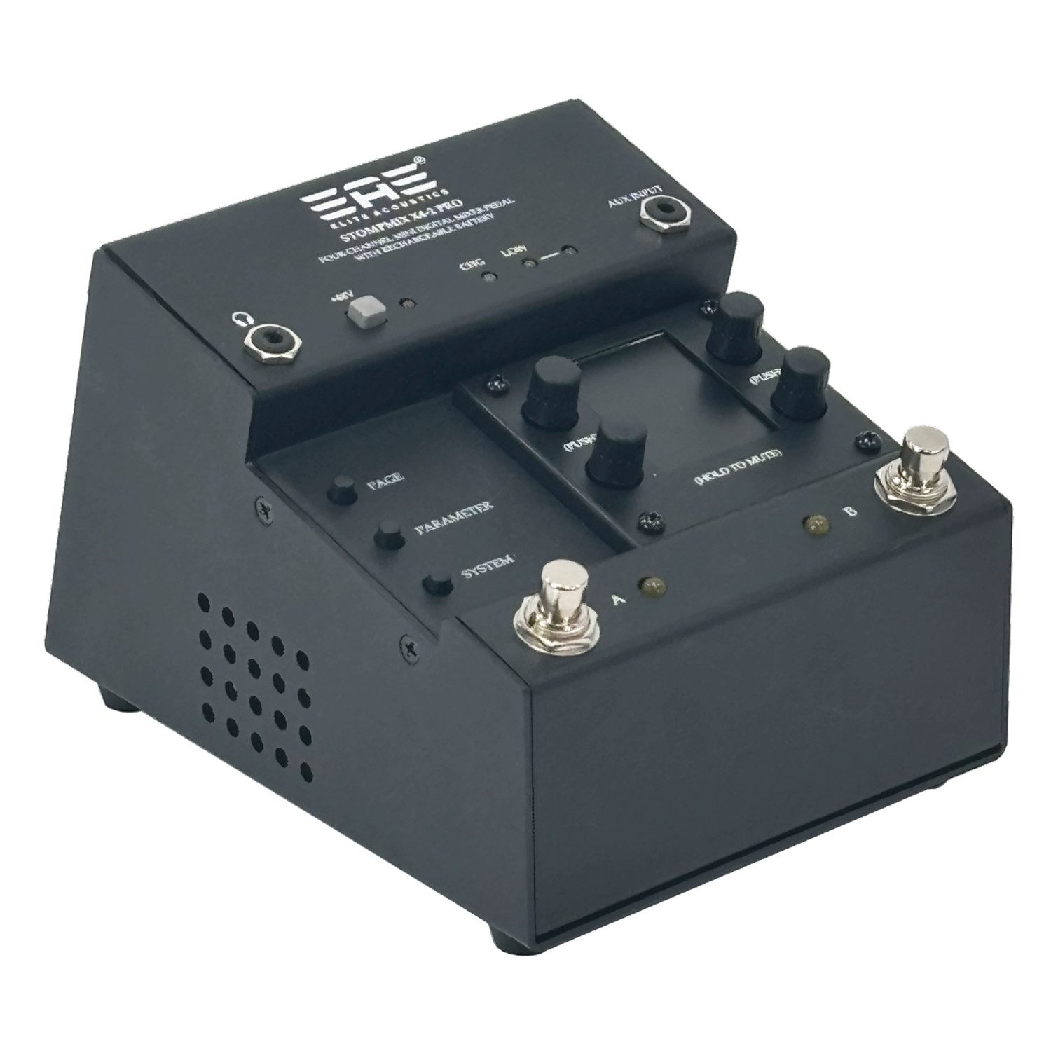 Elite Acoustics Mischpult Elite Acoustics StompMix X4-2 PRO 4-Kanal Mixer Pedal, (vielseitig, Digitalmixer-Pedal), 4-Kanal-Digitalmixer-Pedal