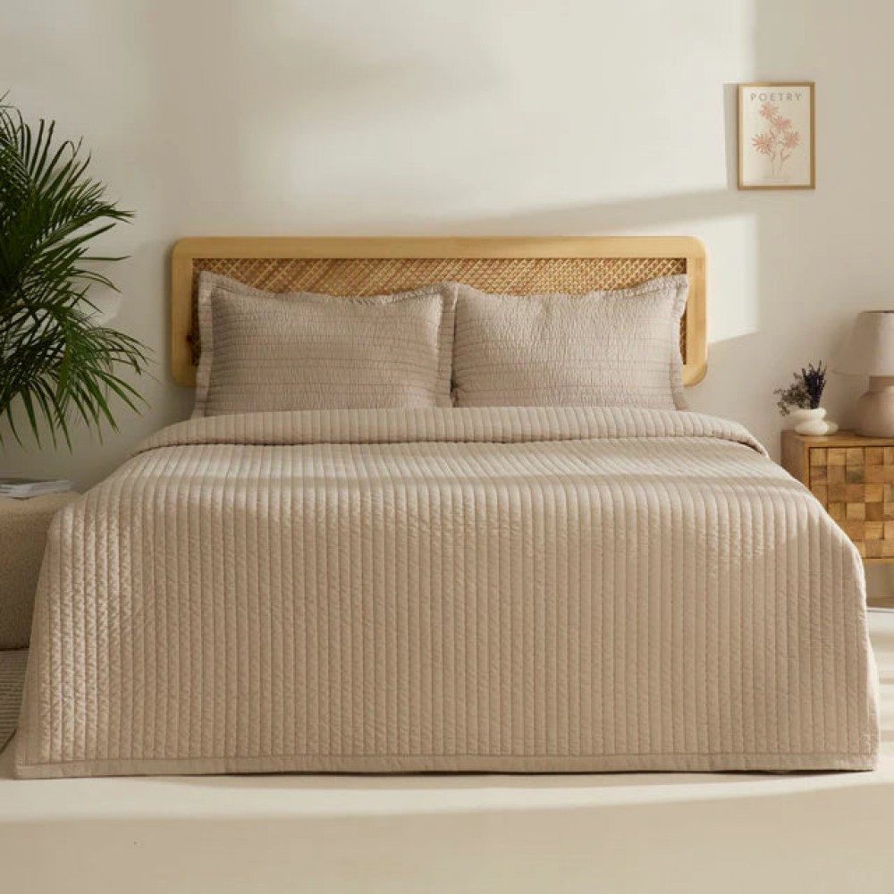 Karaca Tagesdecke Manon Bettüberwurf Set, Doppelbett, Beige