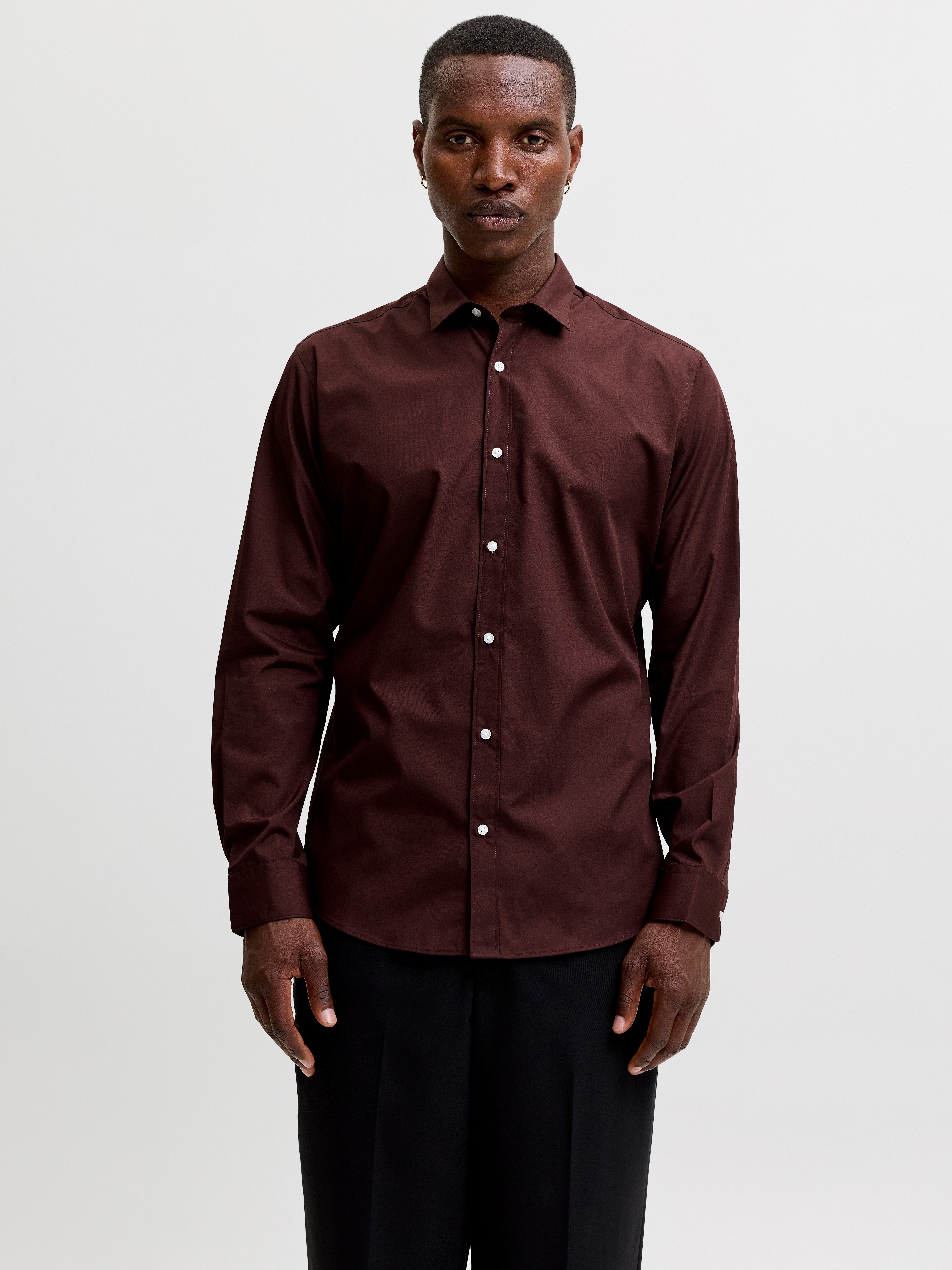 Jack & Jones Langarmhemd JJJOE SHIRT LS PLAIN Materialmix, slim fit