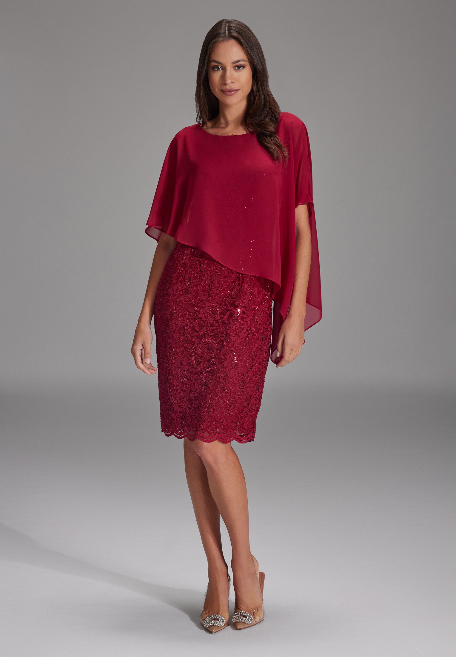 SWING Cocktailkleid - Cocktailkleid mit Überwurf Figurbetonte Passform günstig online kaufen