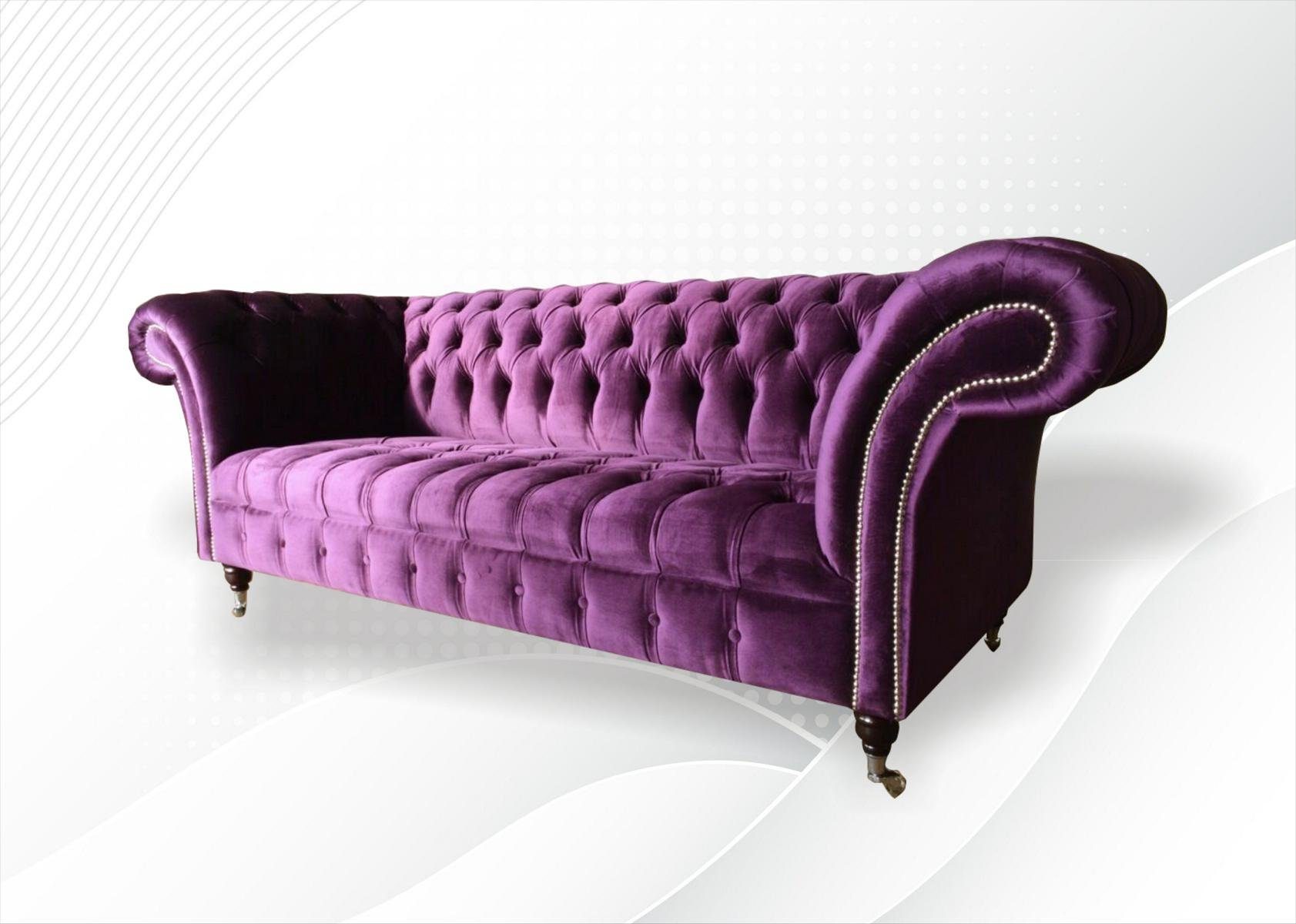 luxus Made Design, Chesterfield Europe Couch Dreisitzer moderne in Chesterfield-Sofa JVmoebel Violeter