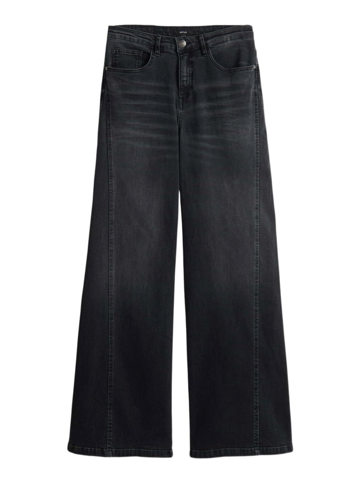 OPUS 5-Pocket-Jeans schwarz,Casual,Baumwolle,Unifarben,Wide Leg,Hoch