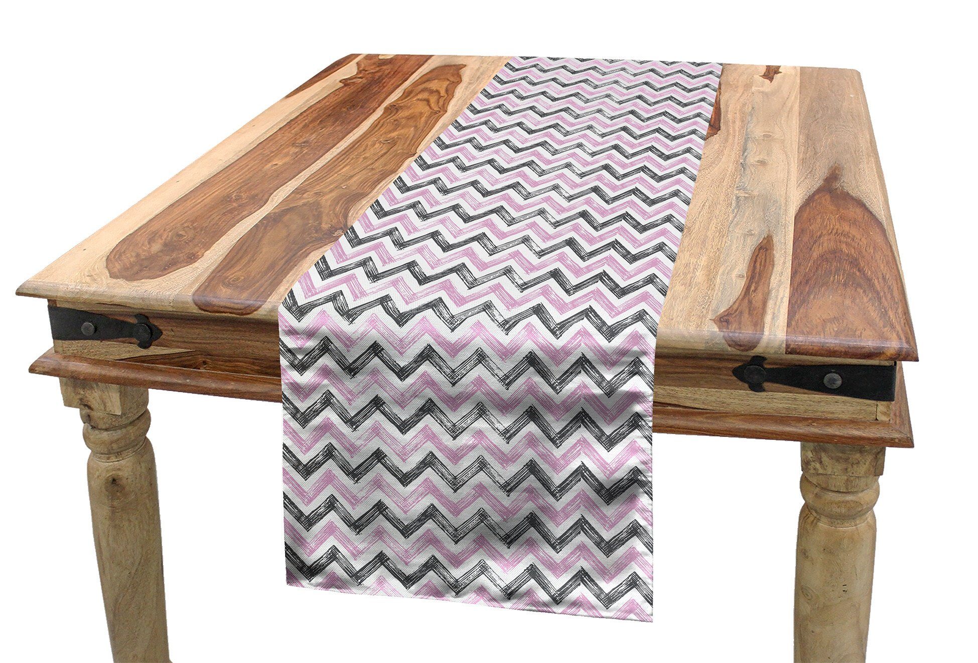 Abakuhaus Tischläufer Esszimmer Küche Pastell Rechteckiger Dekorativer Tischläufer, Sketch Chevron grau