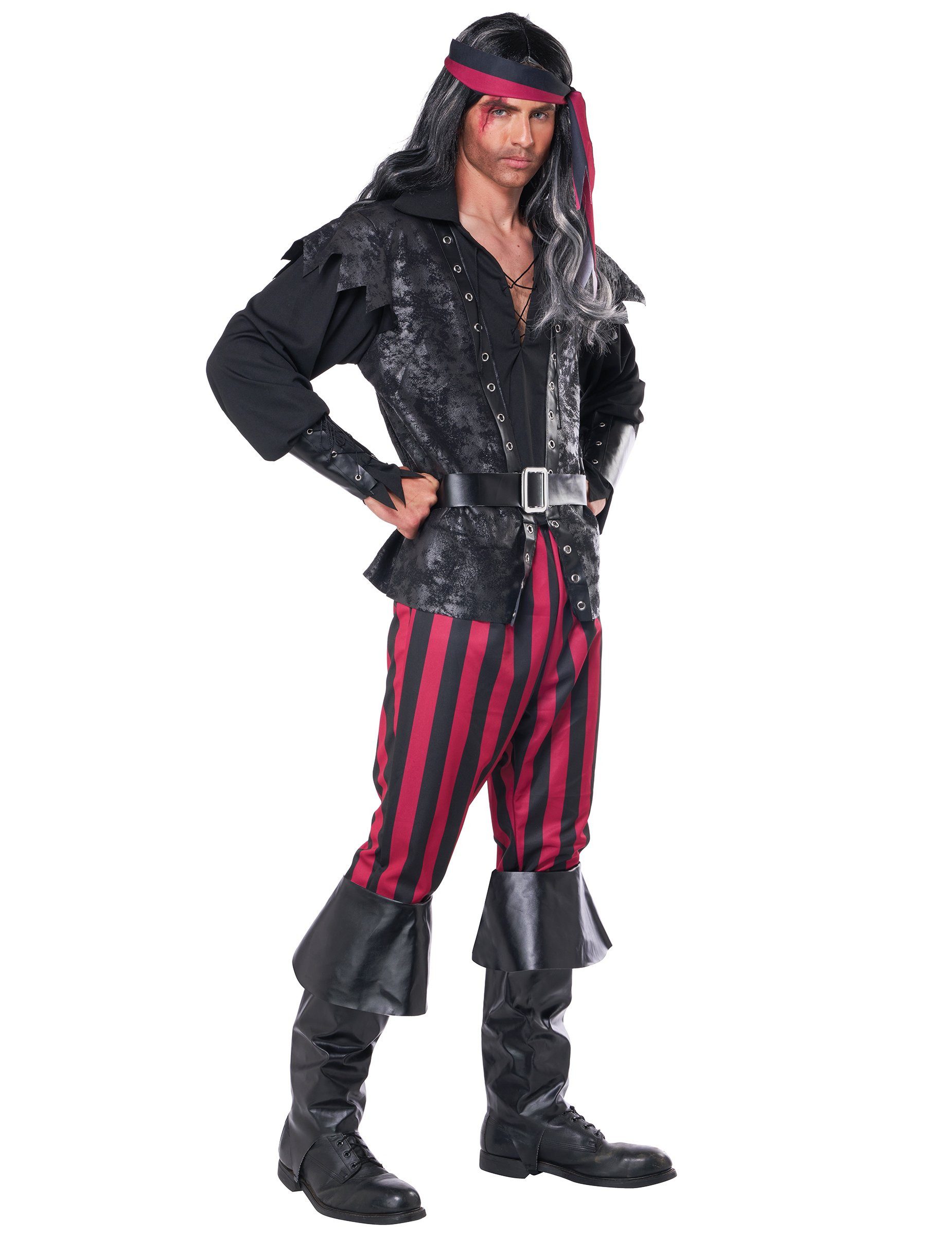 California Costumes Kostüm Böser Pirat Seeräuber Herrenkostüm schwarz-rot