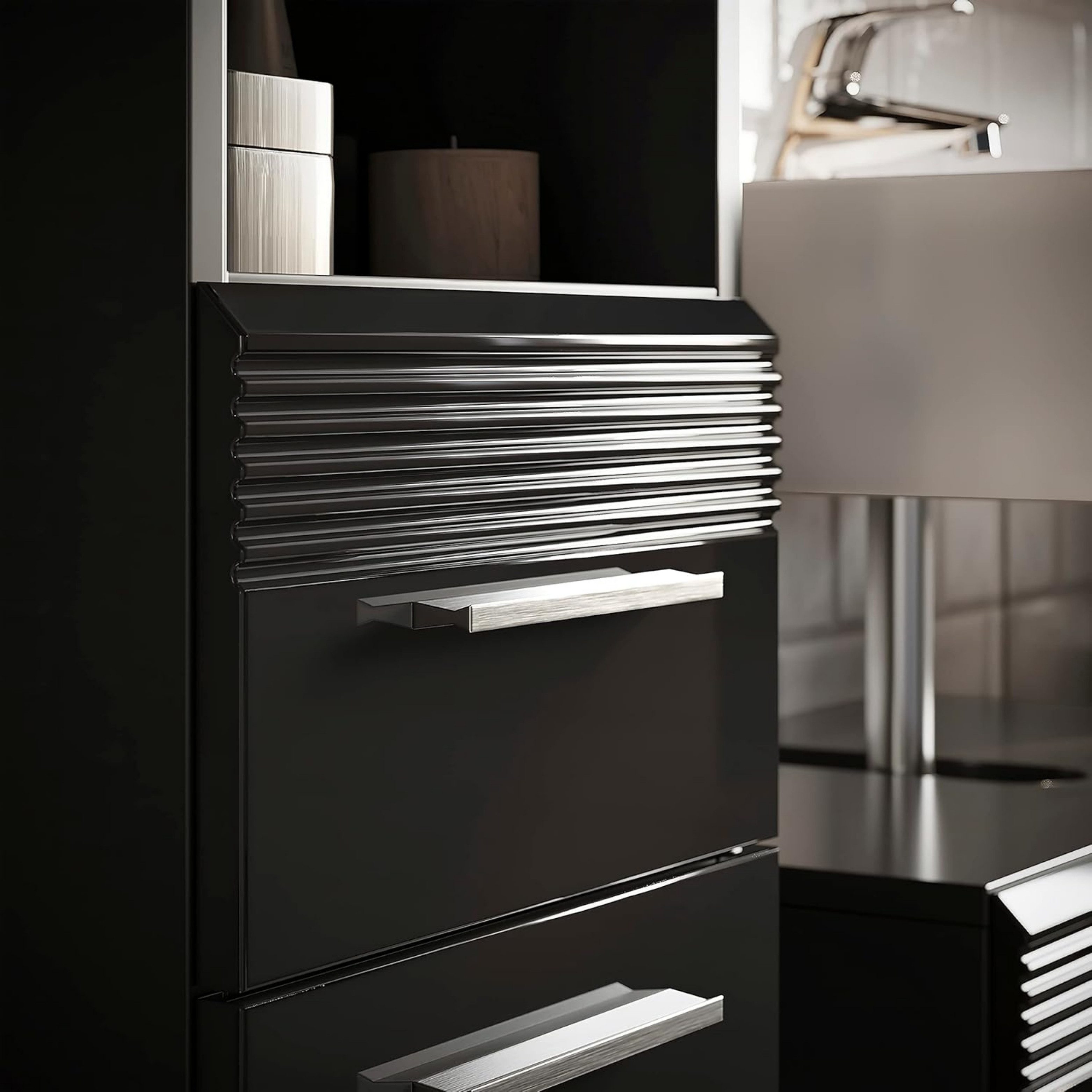 furnling Hochschrank Helsinki 1 Schublade, 2 Türen, 6 Fächer, Badschrank, Badmöbel, 30 cm breit