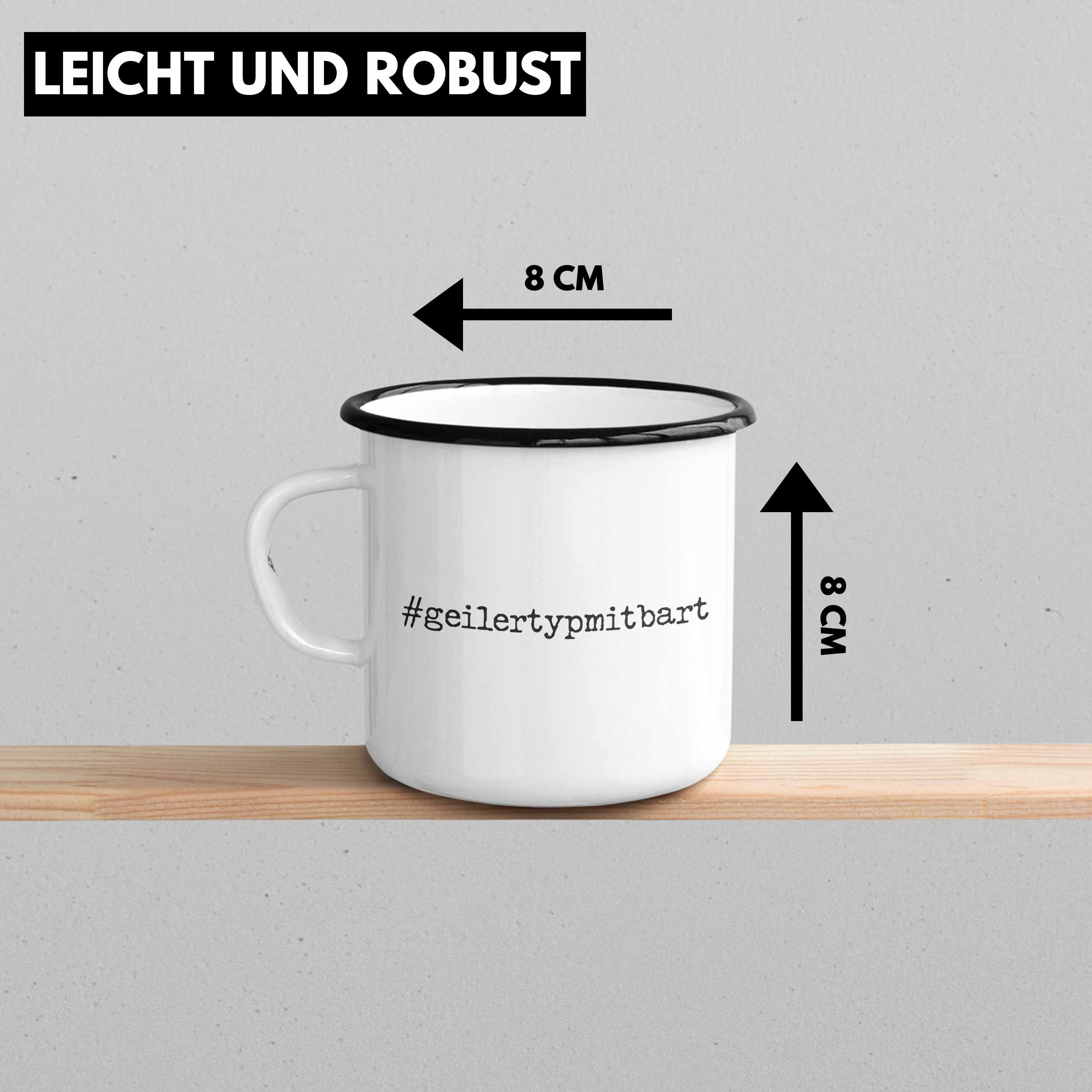 Tasse Trendation Bart Lustig - Thermotasse Bartträger Geilertypmitbart Bart Emaille Trendation Geschenk Schwarz