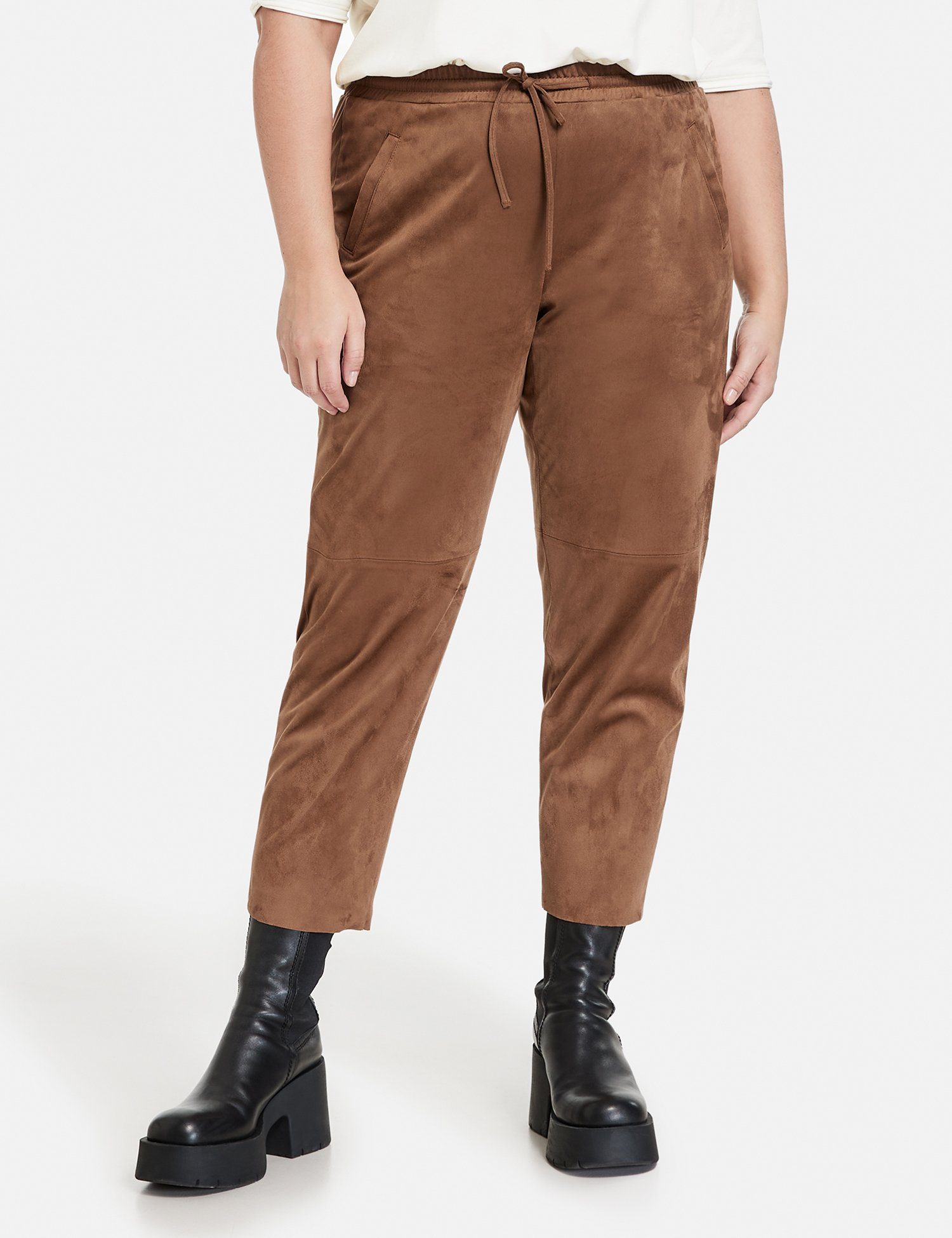 Samoon Stoffhose Jogpants mit Veloursoptik Mia