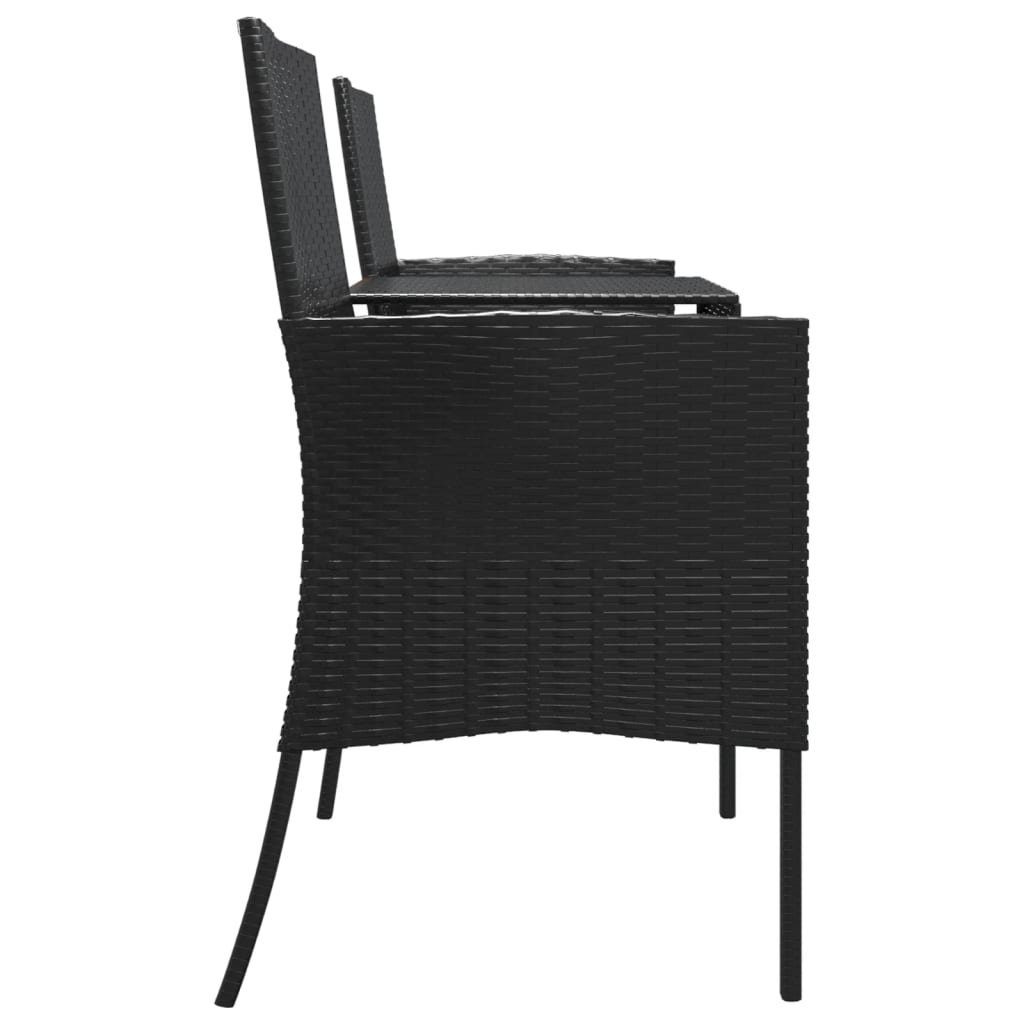 vidaXL Loungesofa 2-Sitzer-Gartensofa mit Teetisch 1 Schwarz, Rattan Teile Poly