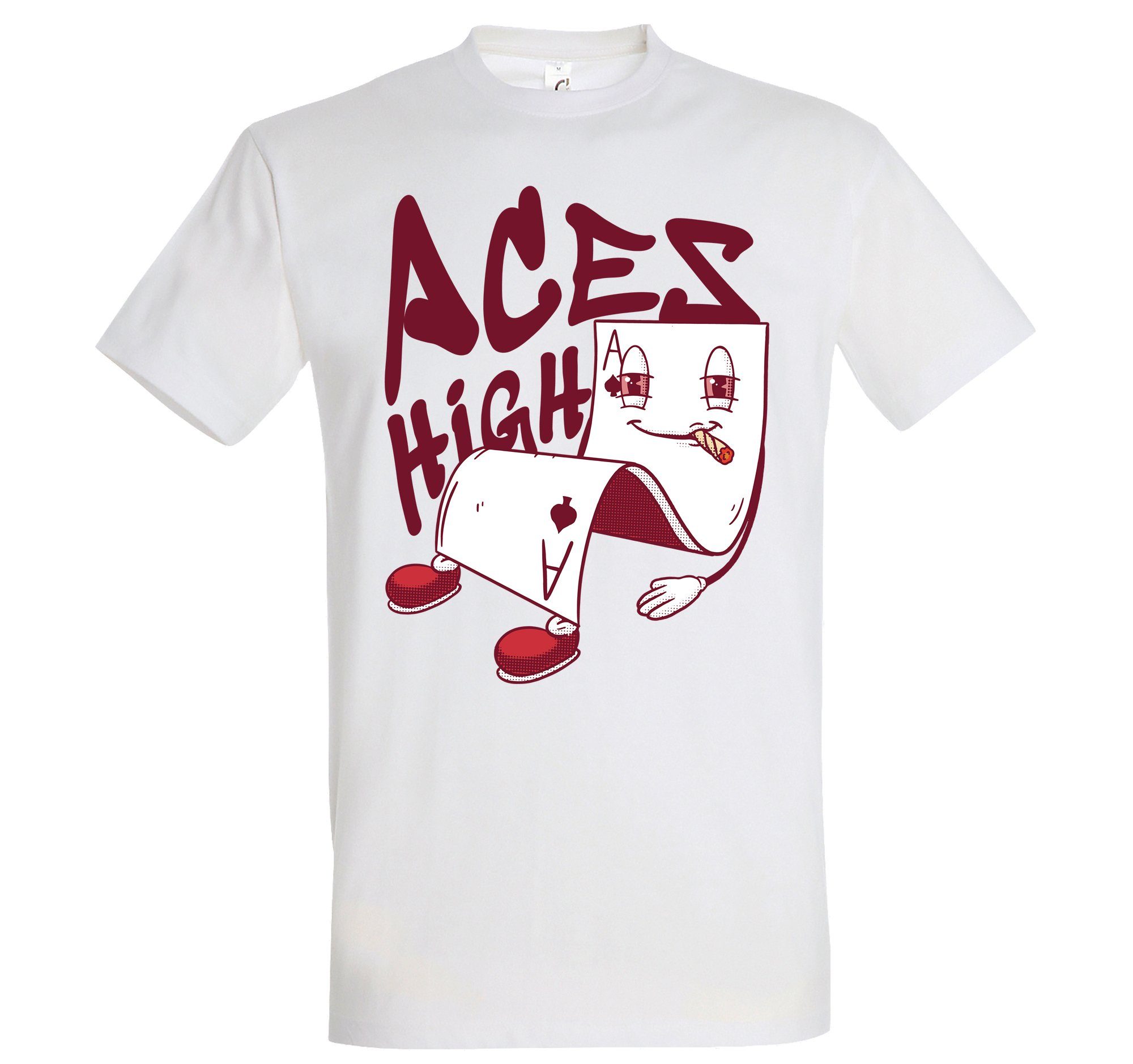 Weiß trendigem Designz High Herren T-Shirt mit Youth Frontprint Aces Shirt
