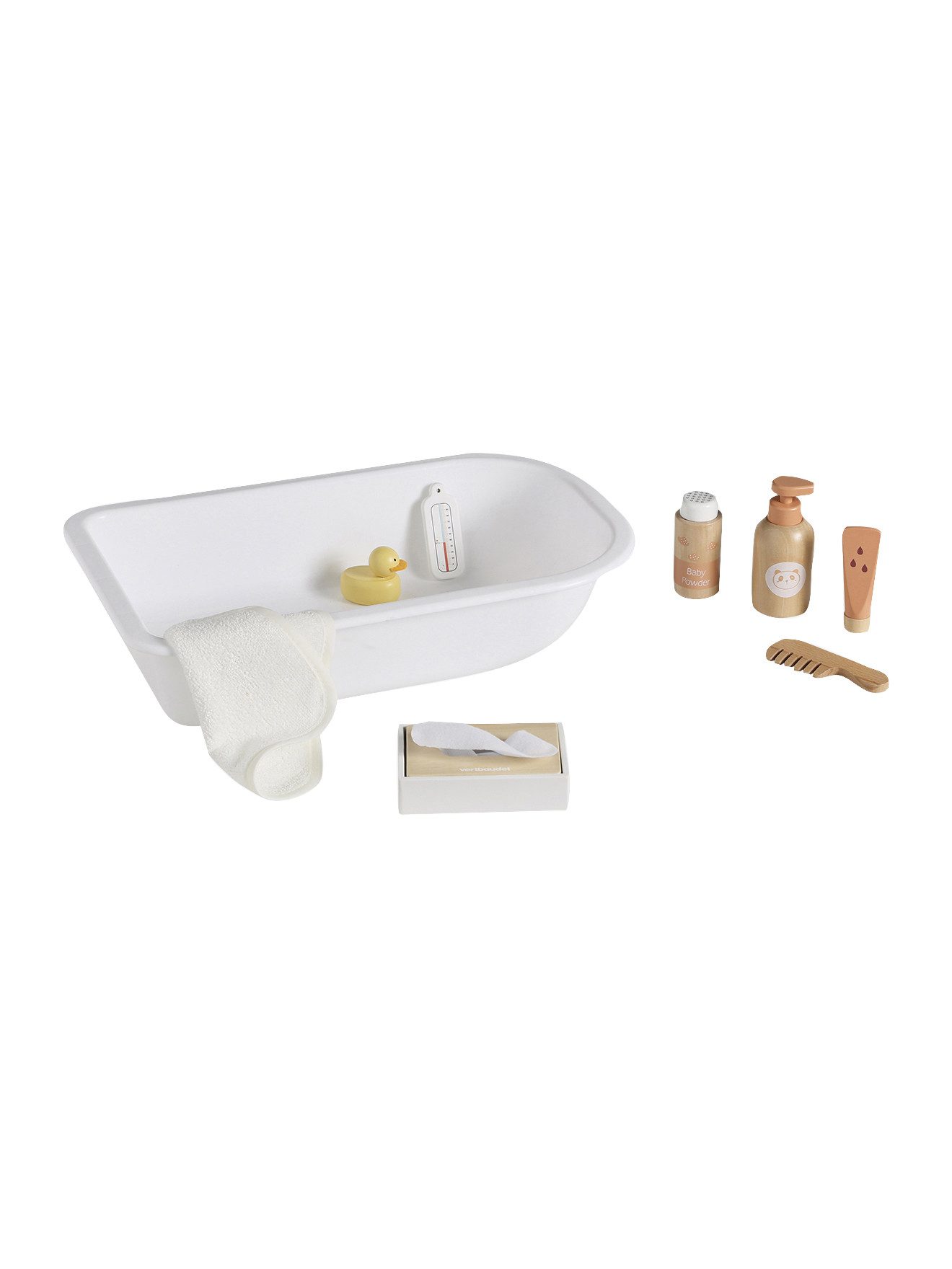 vertbaudet Puppen Accessoires-Set Puppen-Badewanne mit Zubehör aus Holz FSC günstig online kaufen