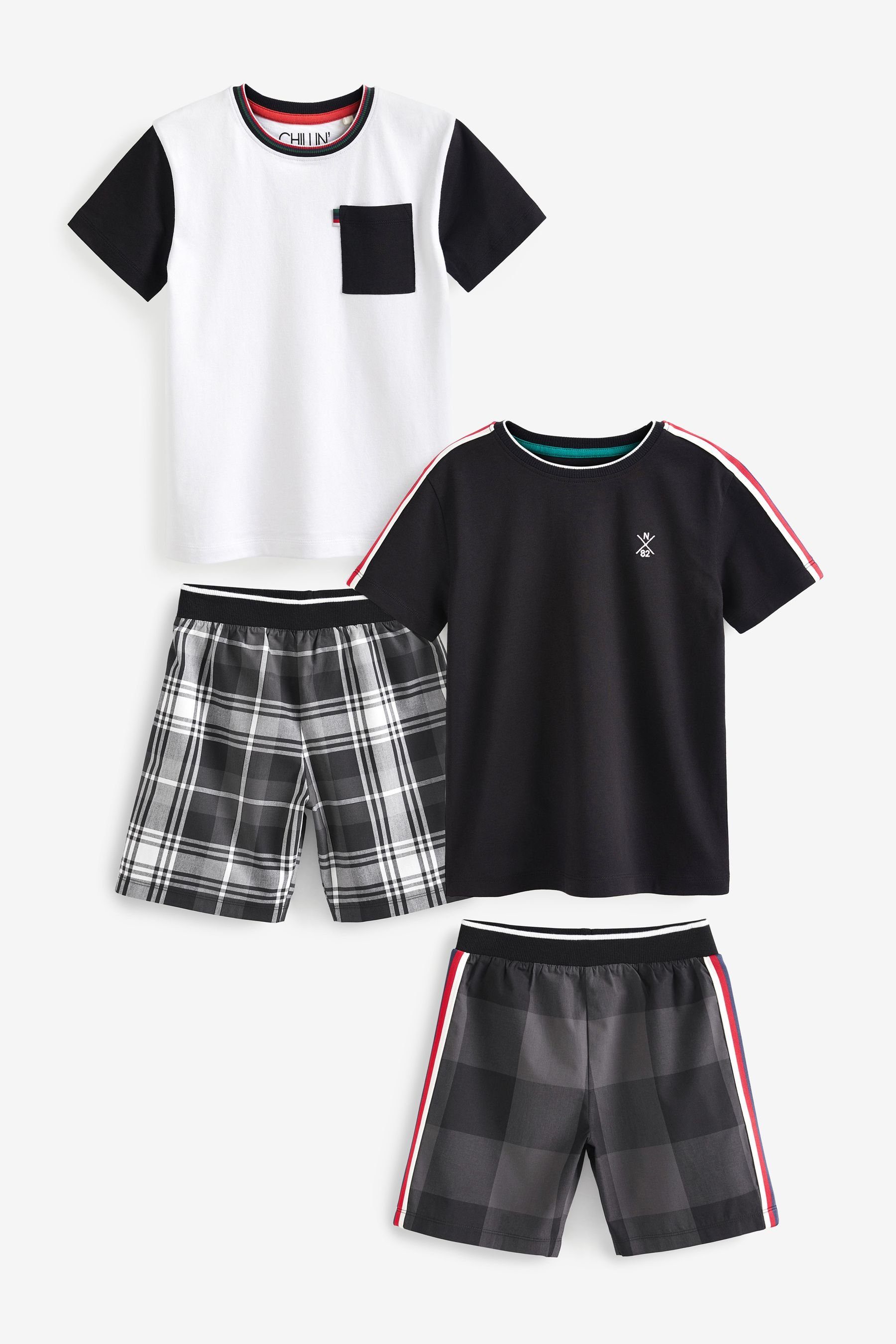 Next Pyjama Karierter Schlafanzug im 2er-Pack (4 tlg) Black/White | Pyjamas
