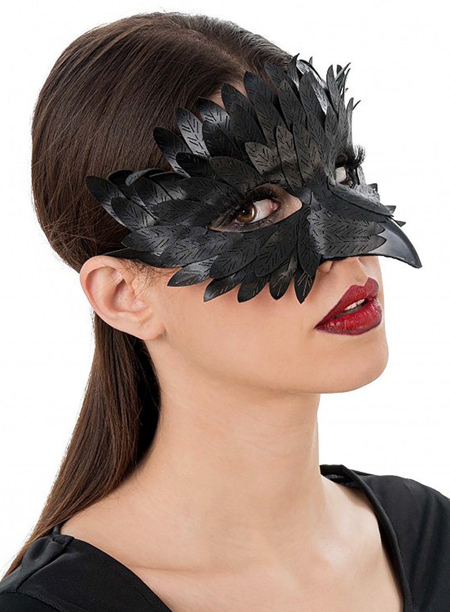 CHAKS Verkleidungsmaske Schwarze Krähe Halbmaske, Elegante Maske für düster günstig online kaufen
