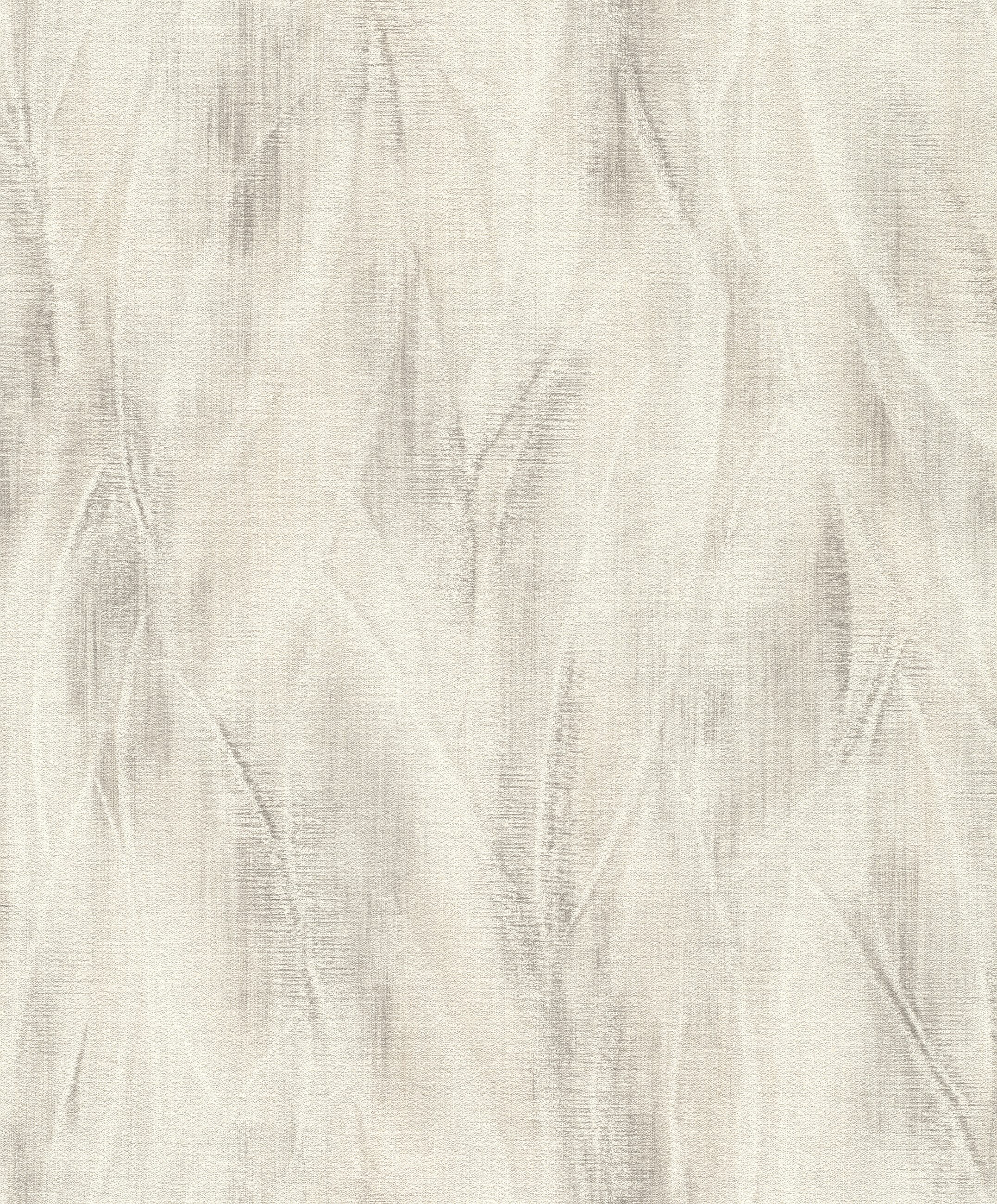 Rasch Vliestapete Blätter in Wellen-Form - Vinyltapete Grau, floral, matt, Textiloptik, (1 Rolle, 1 St., Kollektion 'Country Charme' - 10,05 m x 0,53 m), Lichtbeständige Farben - Feucht abwischbar - Restlost abziehbar