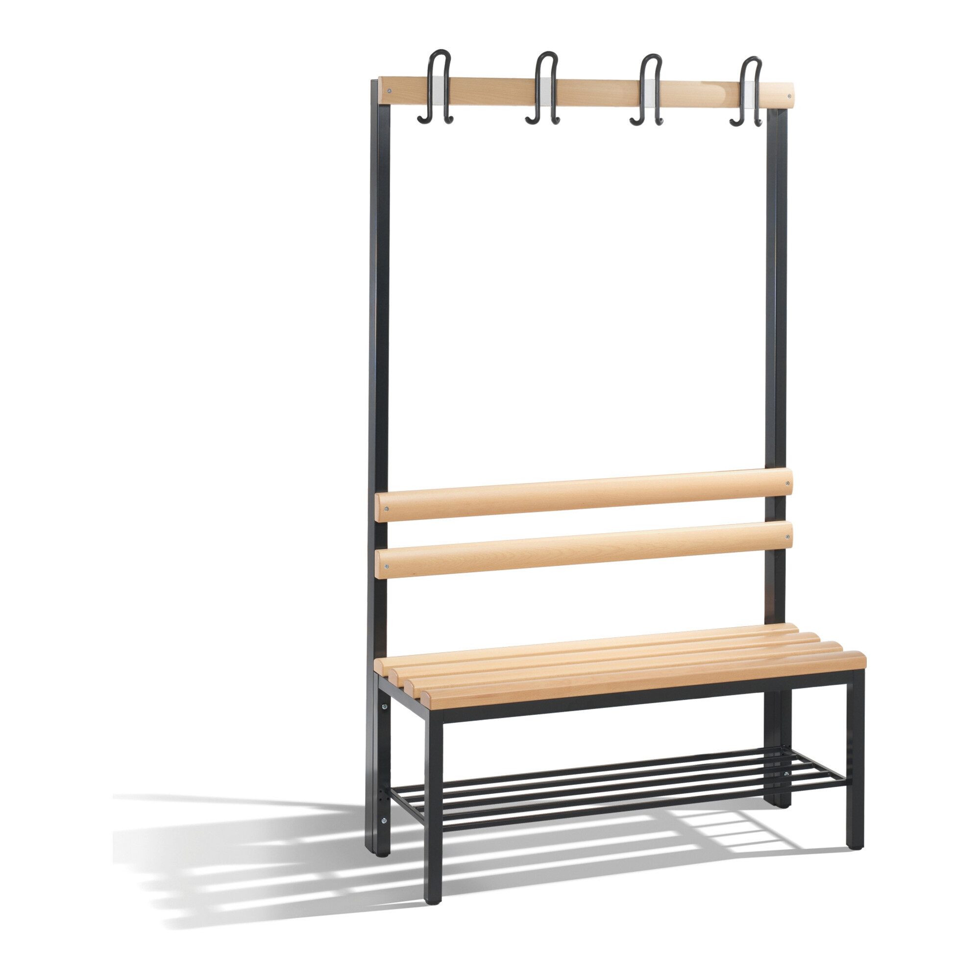 C+P Garderobe C+P Garderobenbank Basic mit Schuhrost, H1650xB1000xT403mm, Schwarzgra