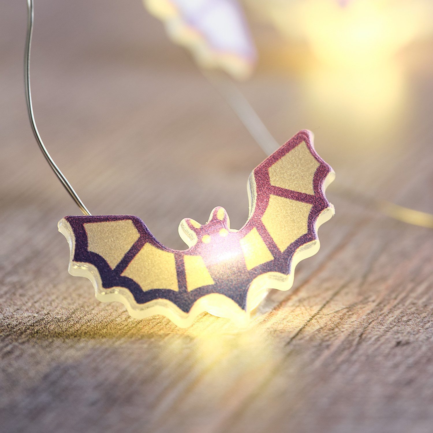 Lights4fun LED-Lichterkette 20er LED Micro Lichterkette Fledermäuse