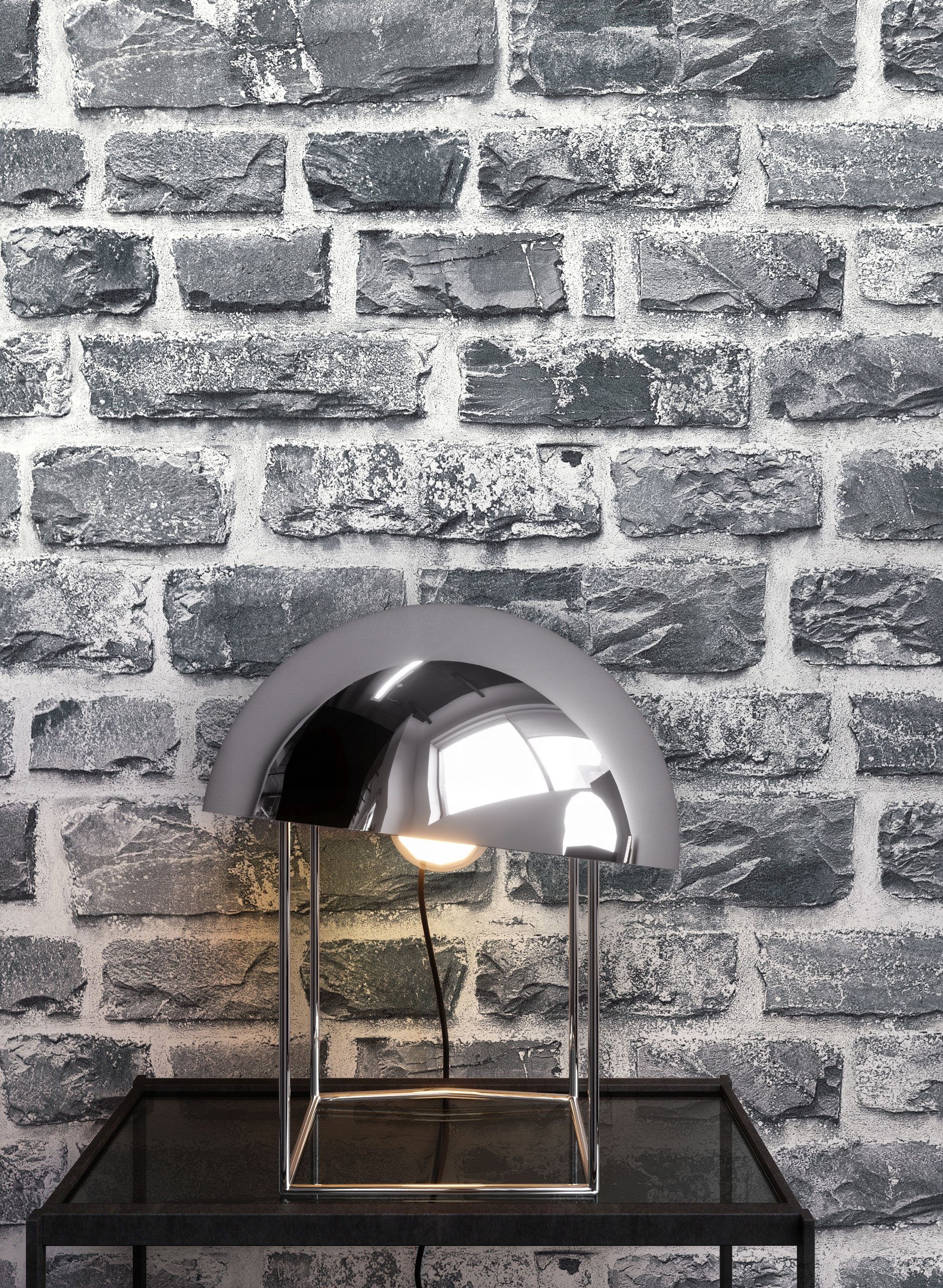 Newroom Vliestapete, Steintapete Anthrazit Ziegelstein Backstein Mauerwerk günstig online kaufen