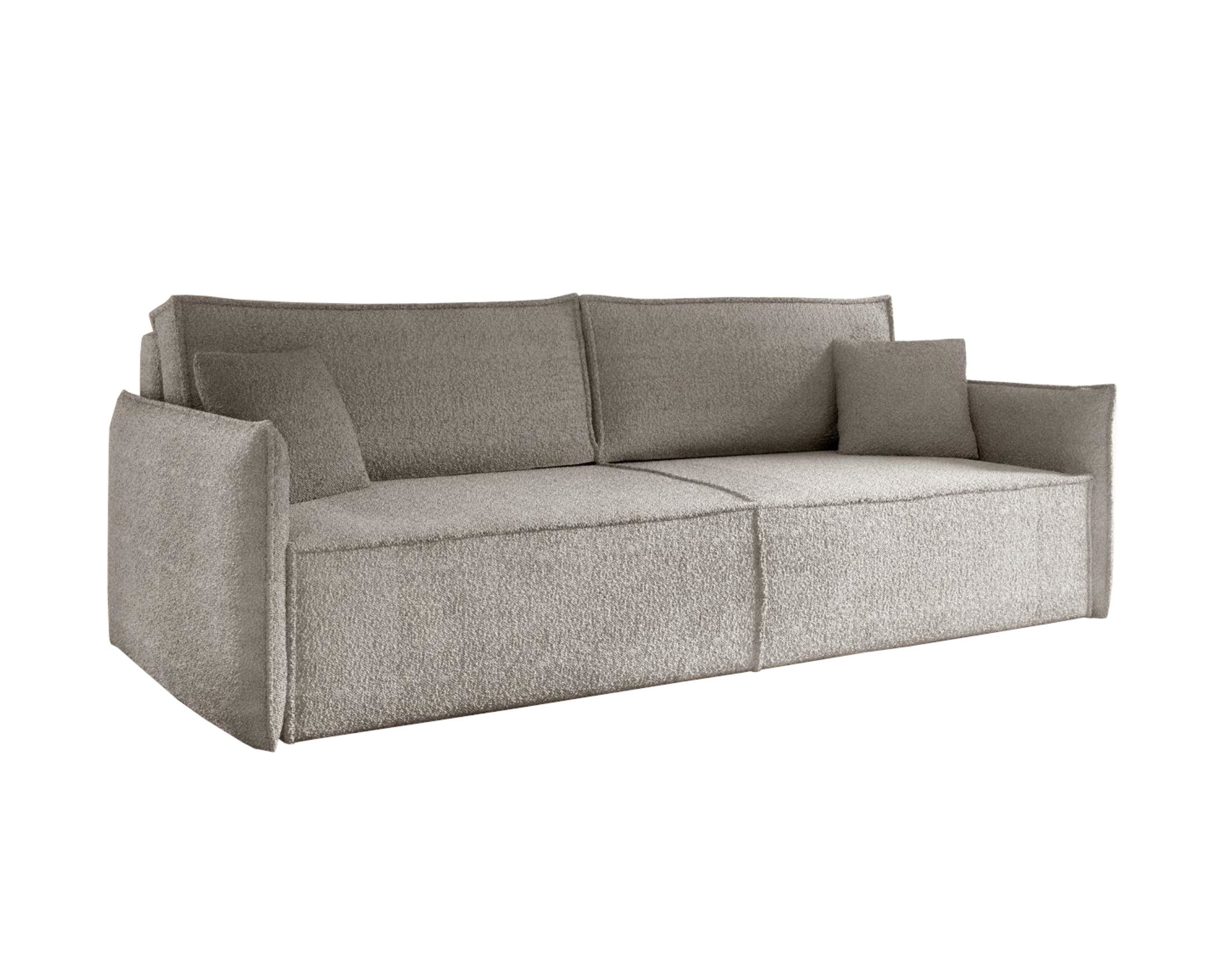 Deine Möbel 24 Sofa LILA 221 cm breit Sofa Wohnzimmer Couch Boucle, Creme Beige Graubeige Grau Dunkelgrau Boucle Teddy 1 Teile
