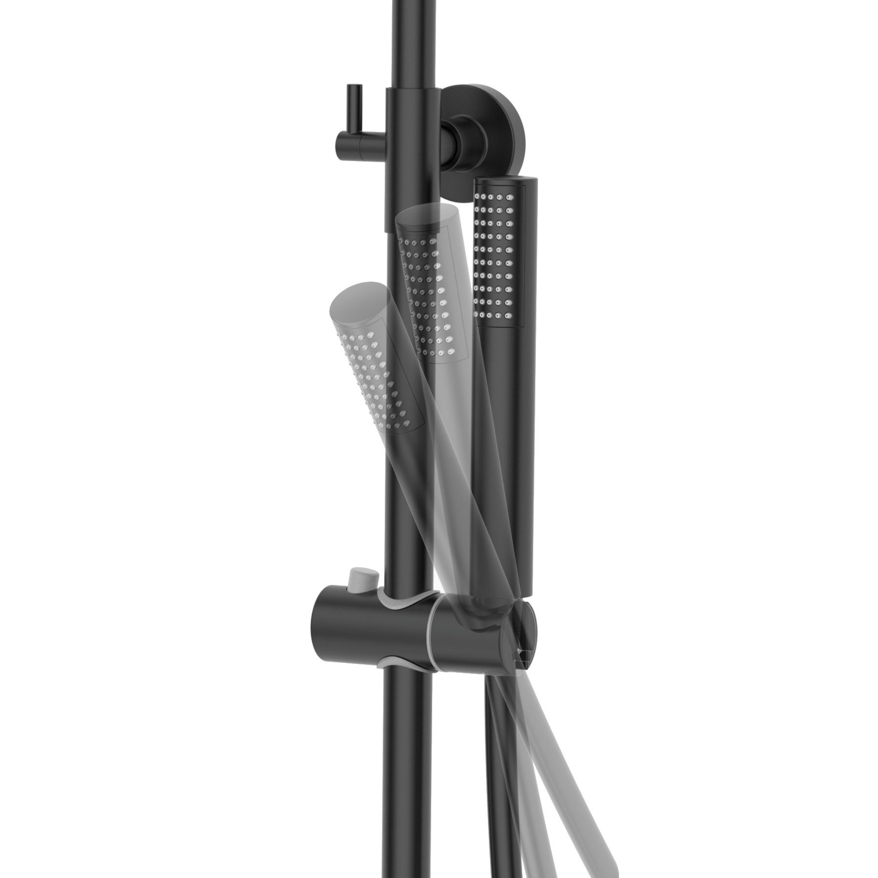 Thumbnail - KOLMAN Duschsystem LUGO Thermostatisch Brausegarnitur Regendusche mit Aushlauf in Schwarz, Höhe 180 cm, in Schwarz
