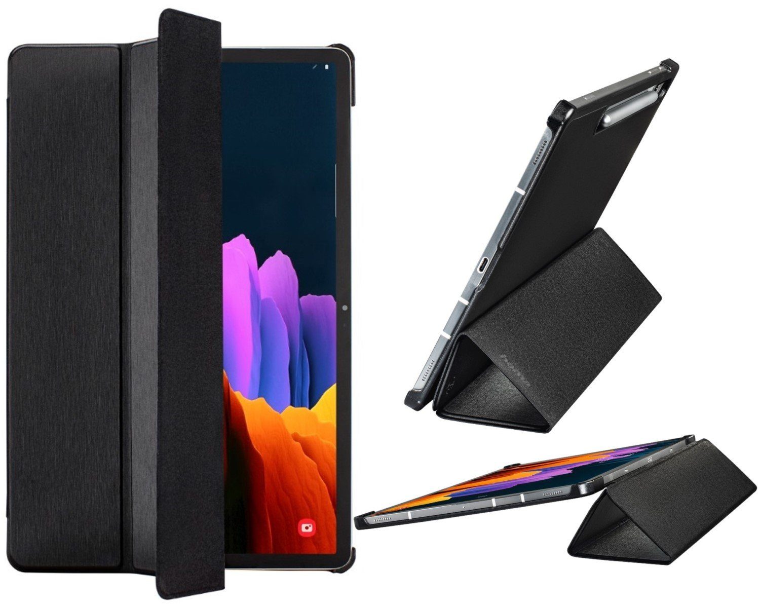 Hama Tablet-Hülle Smart Case Fold Tasche Cover Hülle Bag Black, Aussparung für S-Pen, für Samsung Galaxy Tab S8+ 2022 / S7+ 2020 12,4"