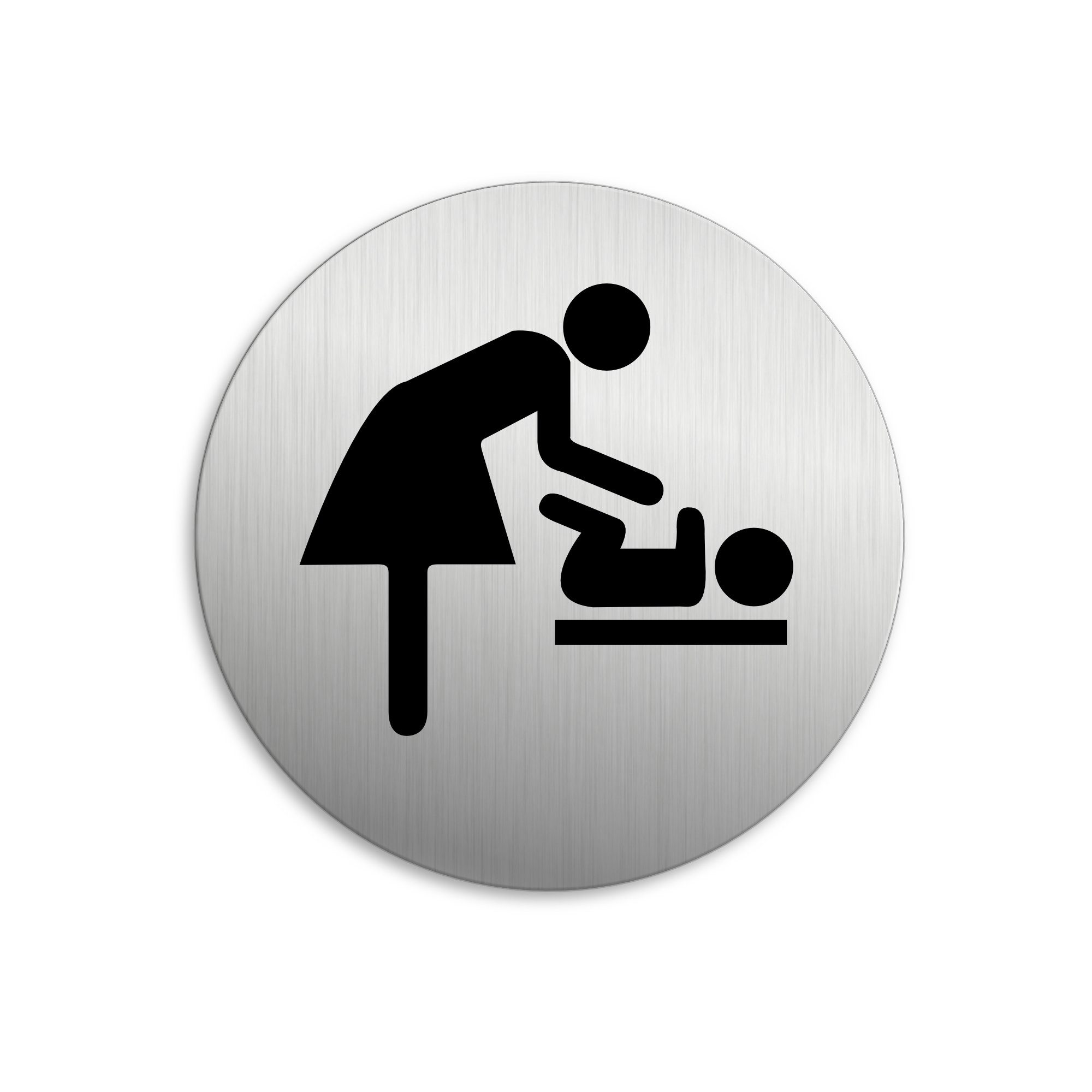 OFFORM DESIGN Hinweisschild Wickeltisch Aluminium Edelstahloptik Ø 75 mm selbstklebend, (1 St)