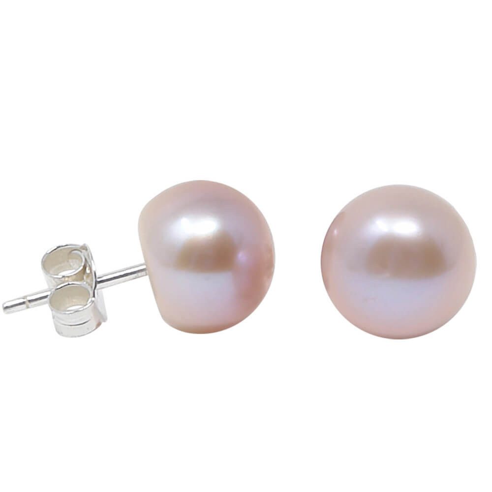 Paar Ohrstecker Ohrstecker aus Perlen & 925 Silber, creme-lila