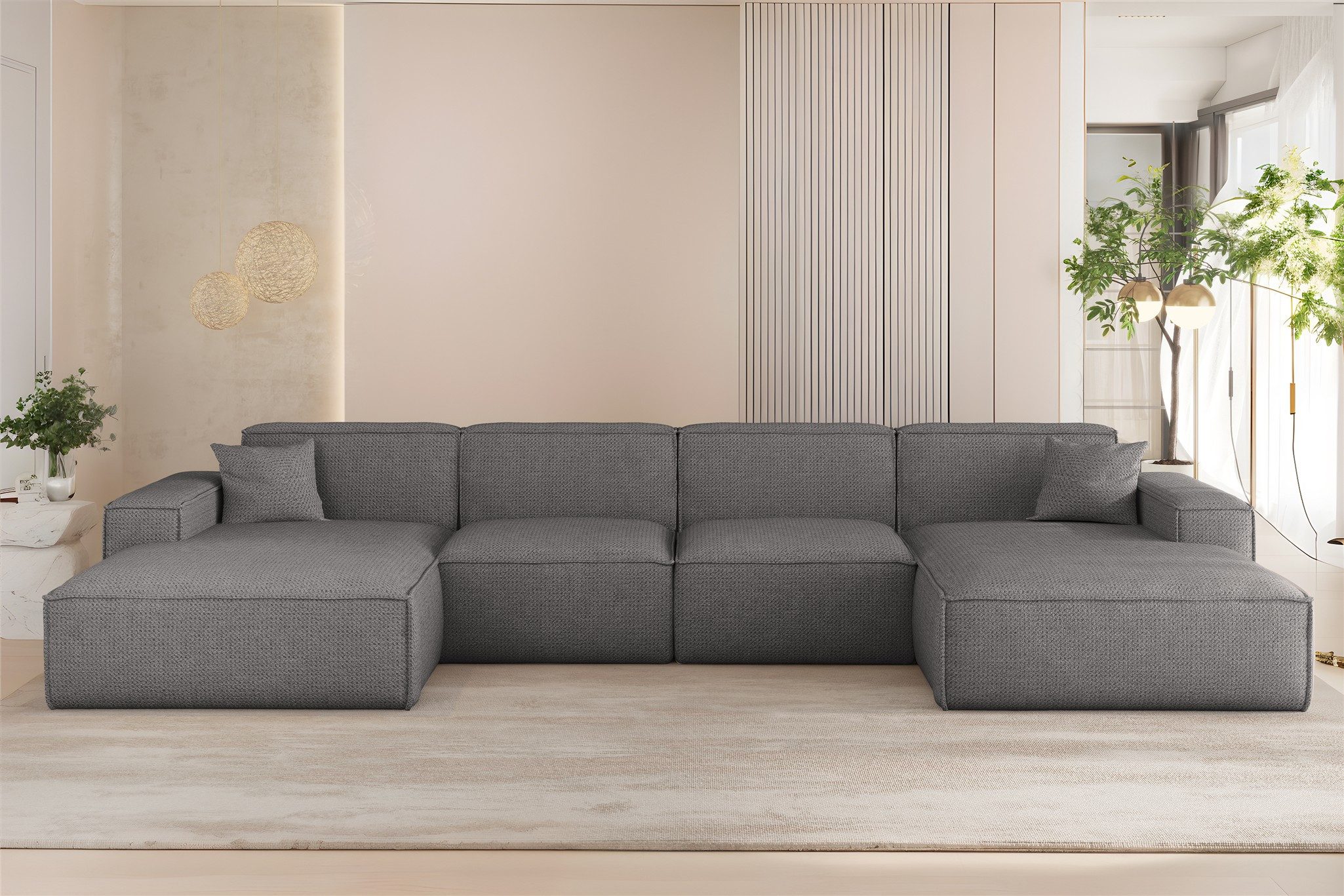 Wohnlandschaft Sofa U-Form CELES PREMIUM in Stoff Artico (378 cm)