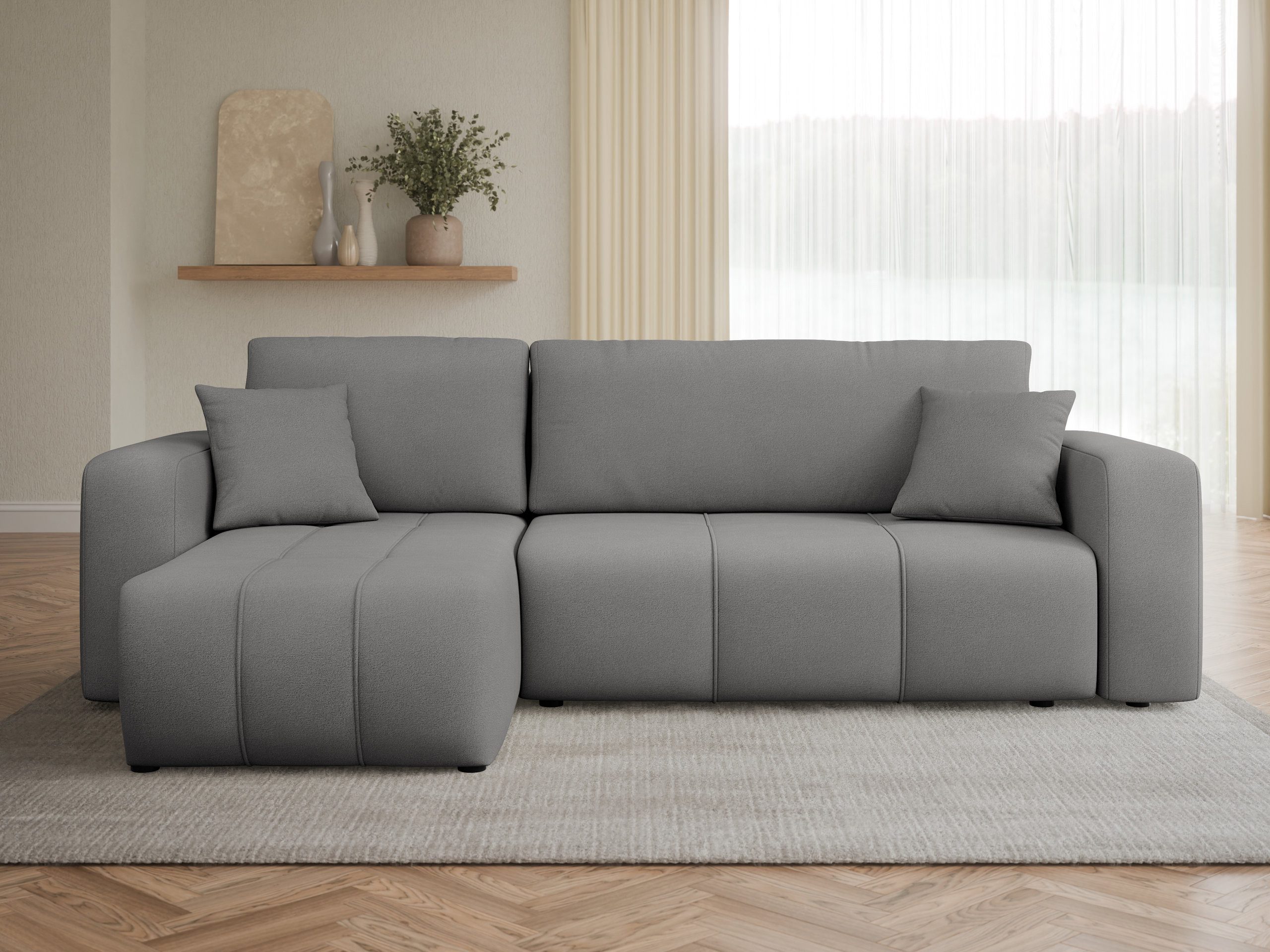 MIRJAN24 Ecksofa Fetrinu, mit Bettkasten und Schlaffunktion, L-Form, Seite Universal