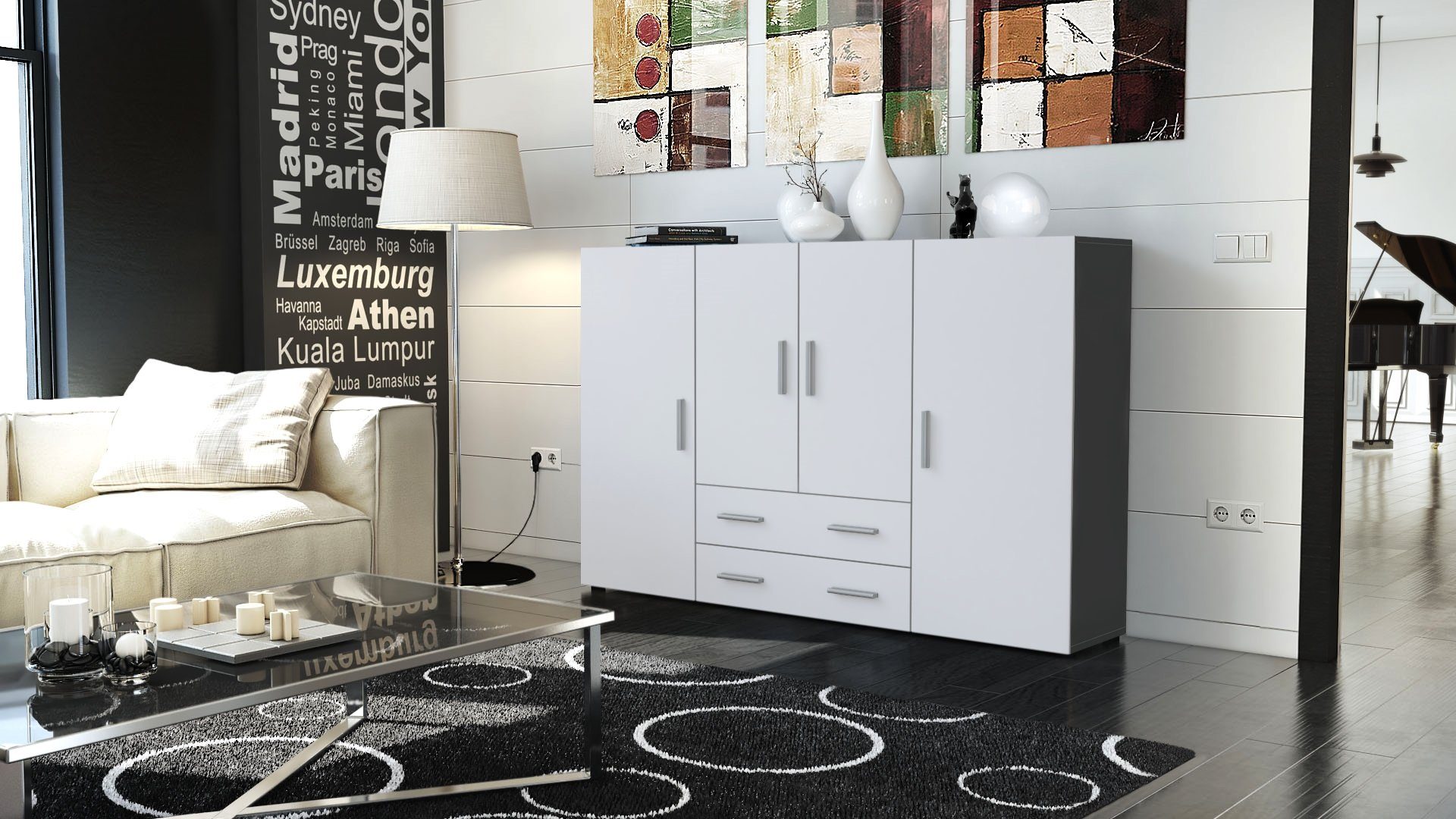 Vladon Highboard Nora (Anrichte mit 2 günstig online kaufen