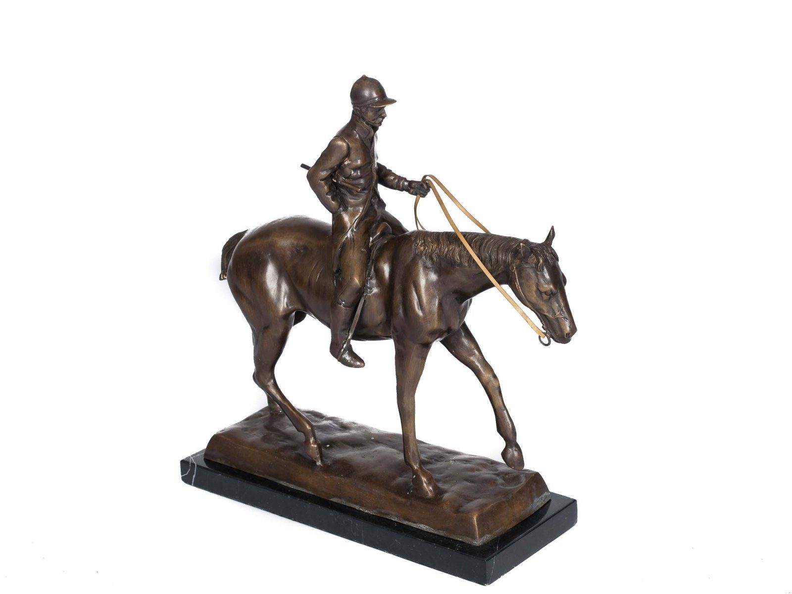 Aubaho Skulptur Bronze Skulptur Bronzeskulptur Bronze kg 9,4 Reiter Pferd Figur Jockey