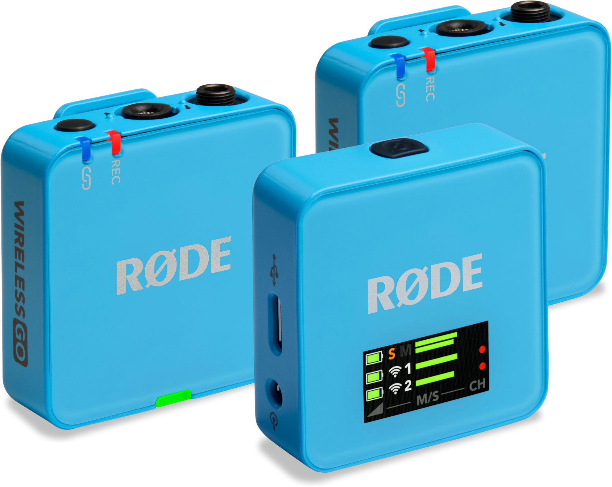 RODE Microphones Mikrofon Wireless GO (Gen 3) Drahtlos-Mikrofonsystem Blue (Set, 10-tlg), mit 32 Bit Float Recording