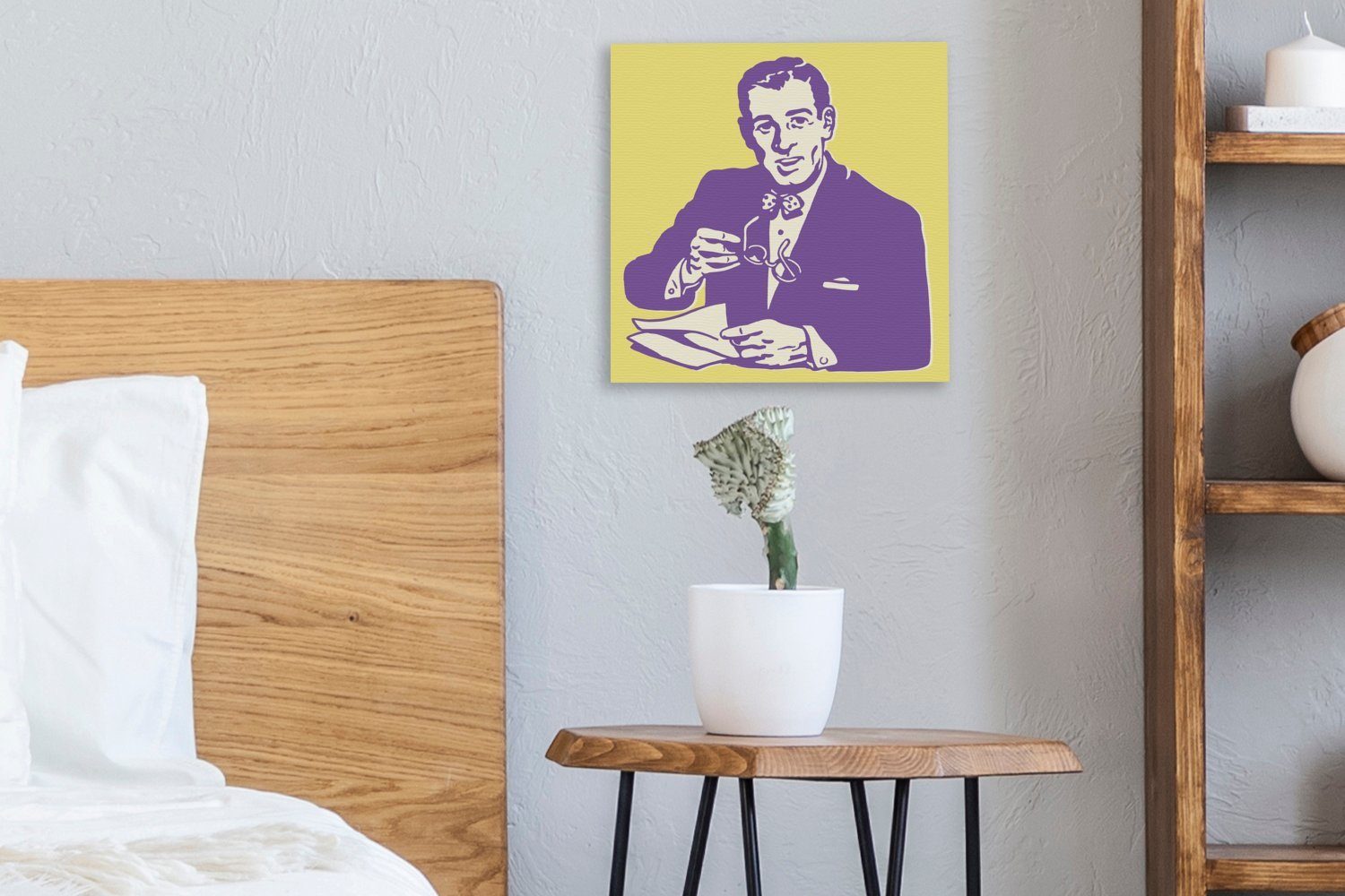 Illustration für anständigen Schlafzimmer Mannes beim St), Wohnzimmer Leinwand eines Lesen, (1 OneMillionCanvasses® Leinwandbild Bilder Eine