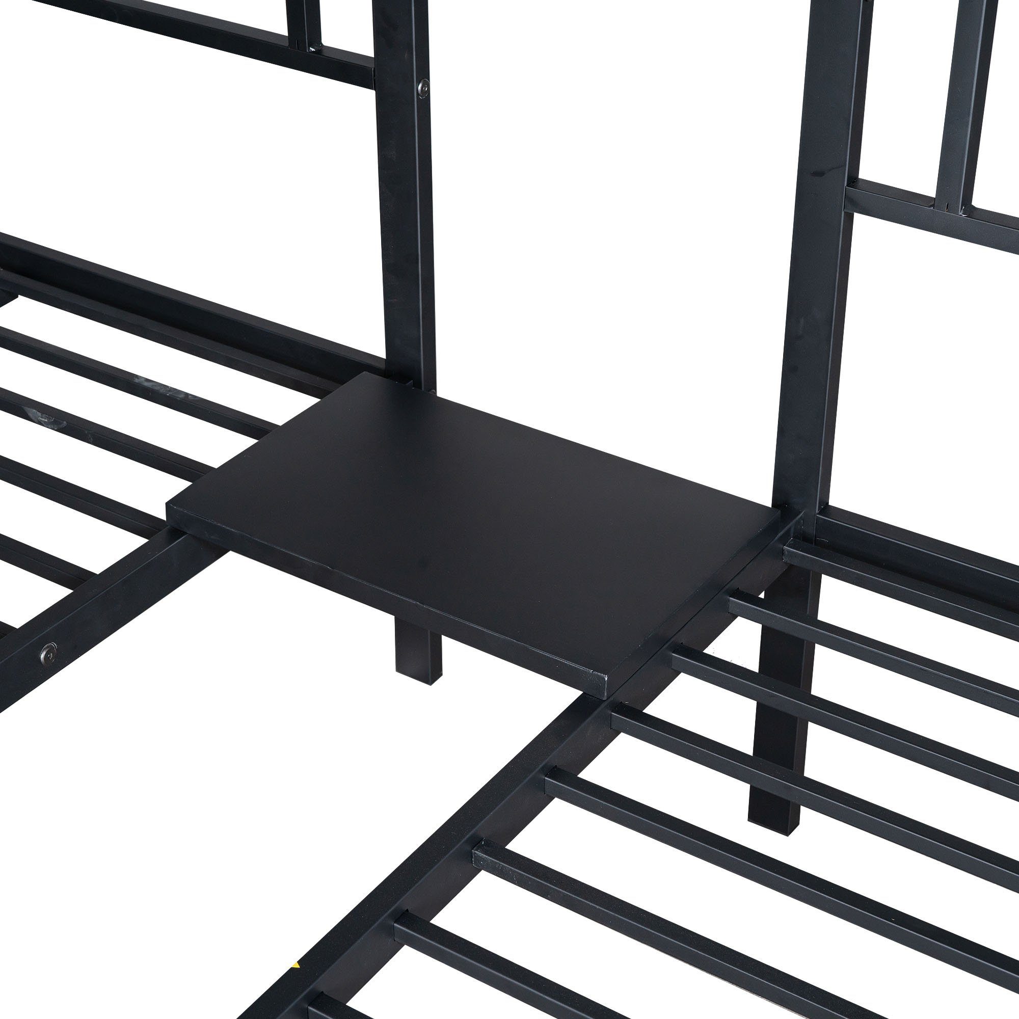 Metallbett 90x200cm*3 schwarz Dreierbett Leiter Flieks mit Etagenbett, Kinderbett