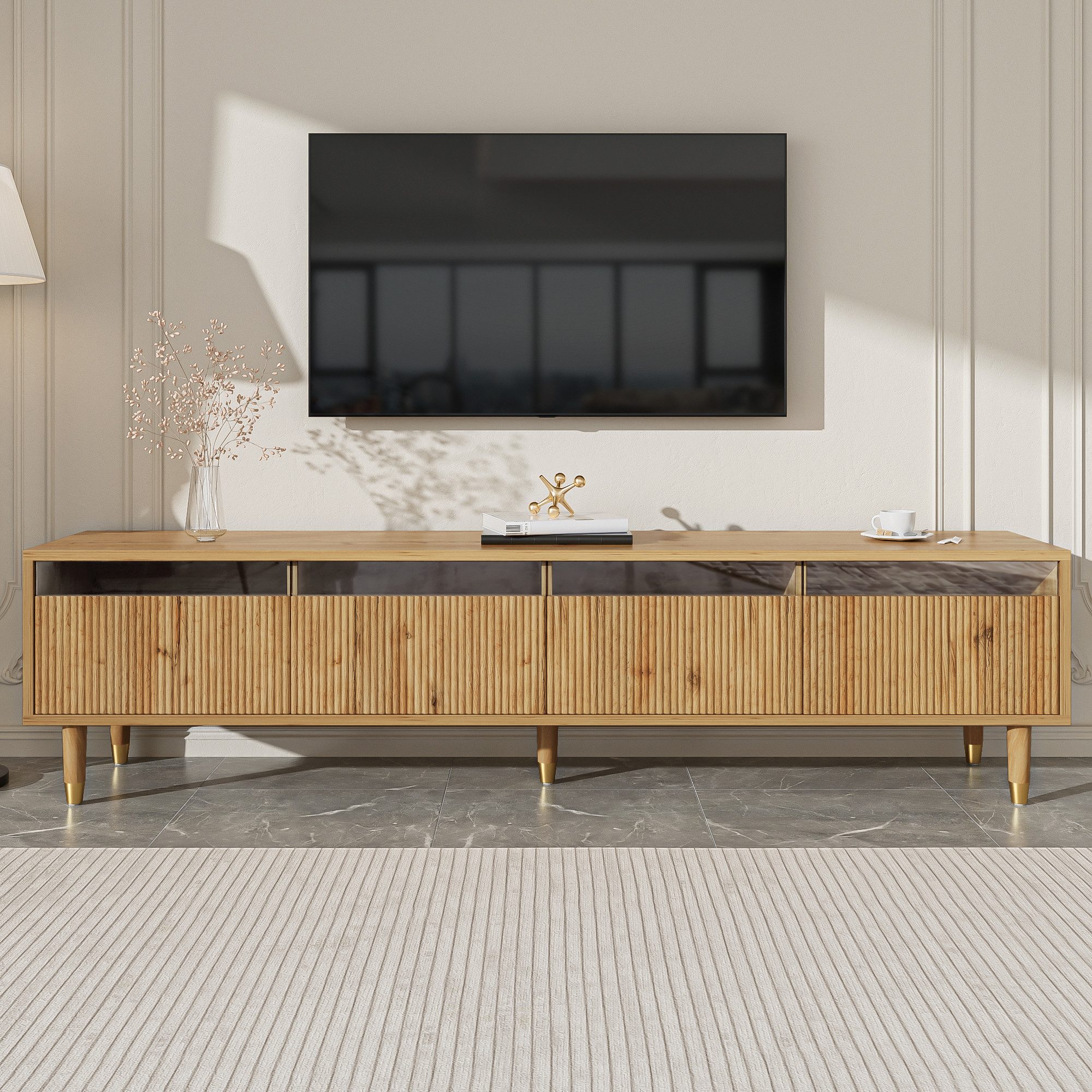 STILVORA Sideboard mit 4 Acrylschubladen,TV-Schrank Fernsehschrank günstig online kaufen