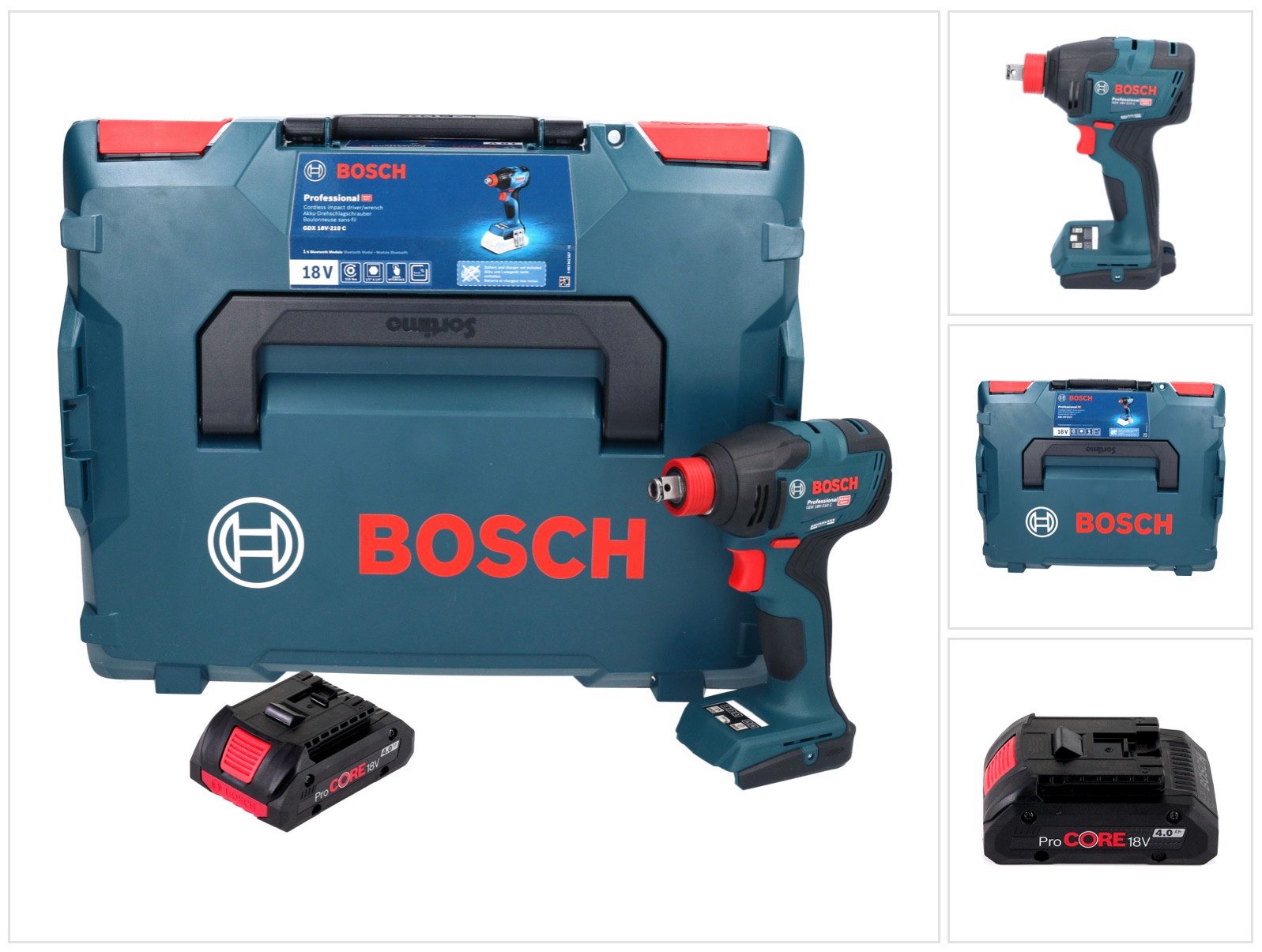 Bosch Professional Akku-Schlagschrauber GDX 18V-210 C Professional 18 V 210 Nm + 1x Akku PC 4,0 Ah + L-Boxx