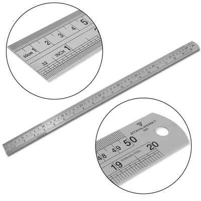 STAHLWERK Lineal Hochwertiges Edelstahl-Lineal / Stahlmaßstab, Länge 500 mm, geeignet für den Einsatz in der Industrie, Handwerk