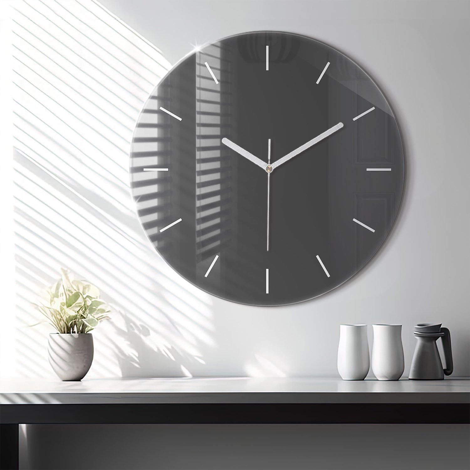 Tulup Wanduhr Glasrunde Uhr Moderne Glaswanduhr 60cm Uhr aus Gehärtetem Glas
