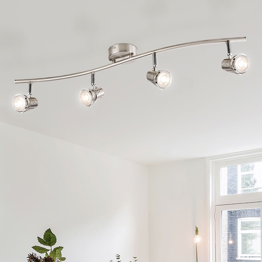 etc-shop LED Deckenleuchte, Deckenleuchte 4 Spotleiste Leuchtmittel Spot inklusive, Wohnzimmerlampe Warmweiß, flammig