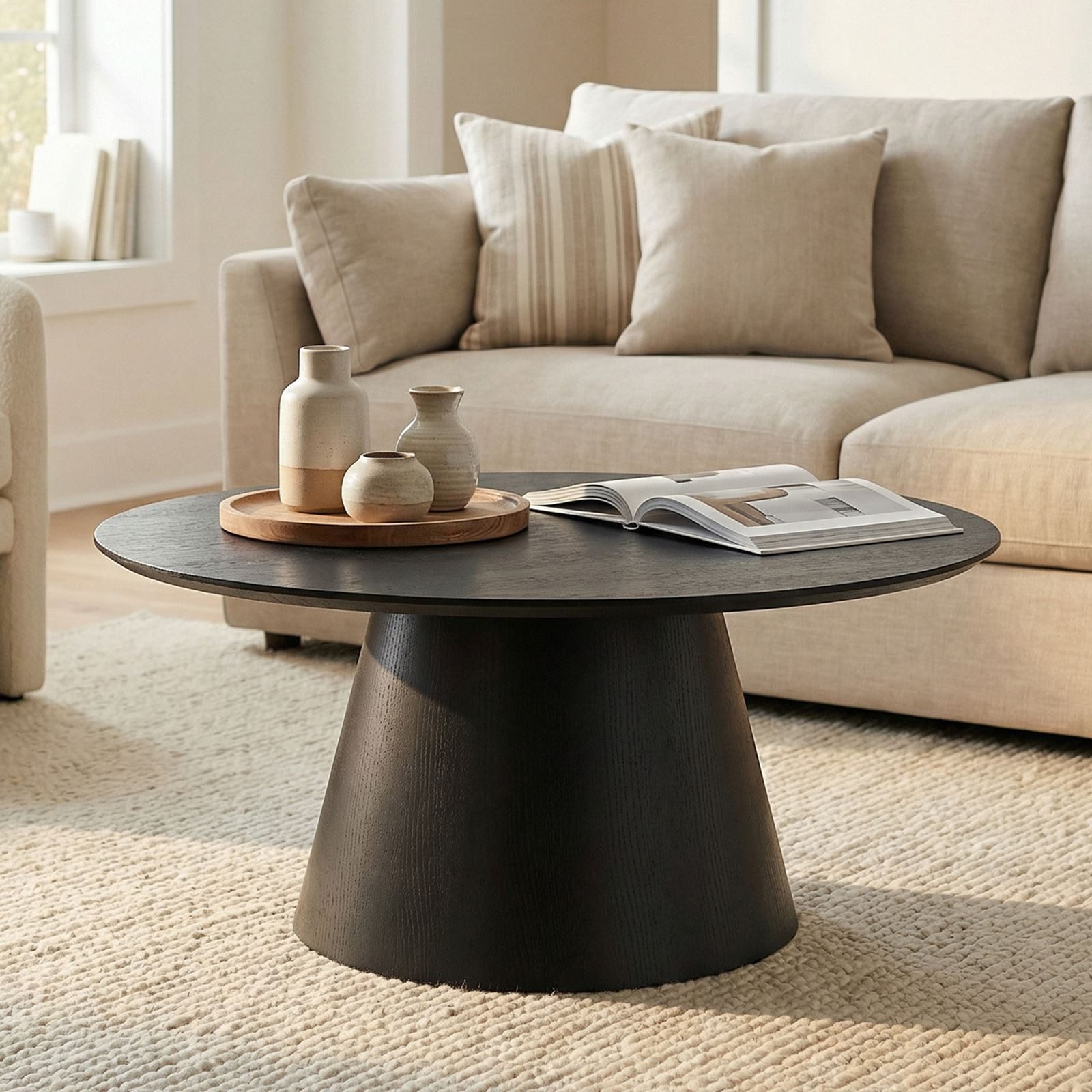 IDIMEX Couchtisch RUDA, Wohnzimmertisch rund 85 cm mit modernem Kegelfuß MD günstig online kaufen