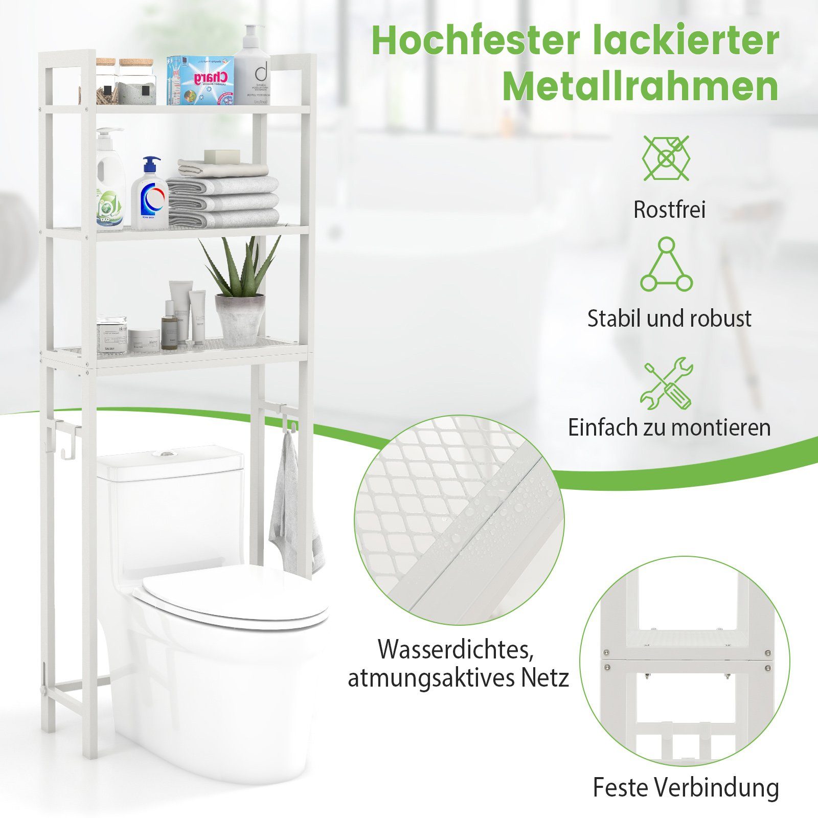 COSTWAY Badregal, stehend, Toilettenregal 170cm mit günstig online kaufen