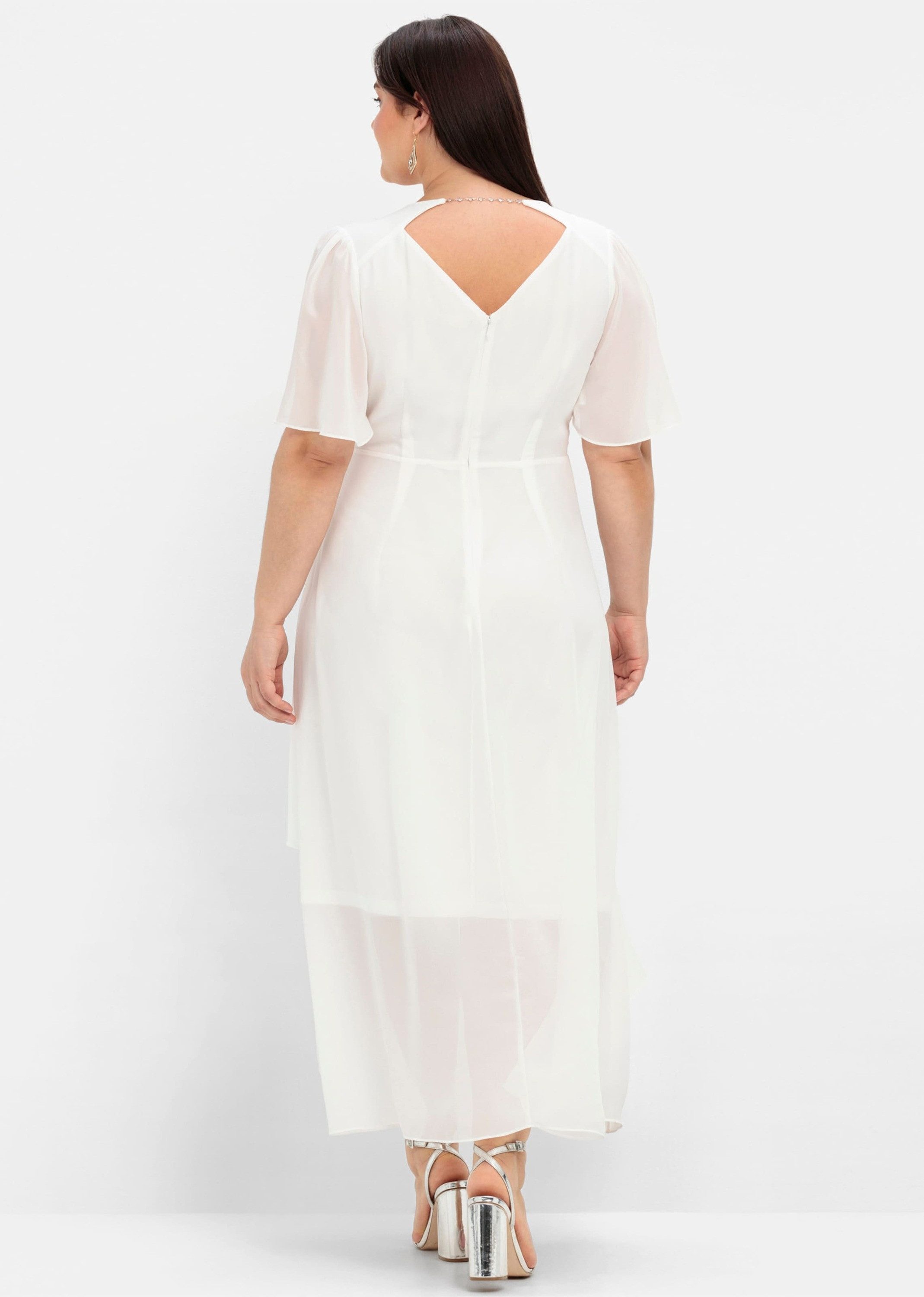 Sheego Etuikleid Chiffonkleid Kurzarm im Lagenlook, mit Unterkleid