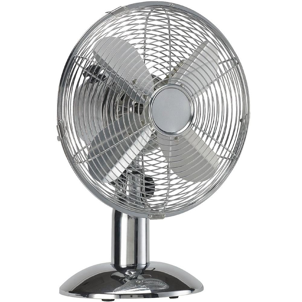 Tischventilator Tischventilator Ventilator 30cm mit 3-Stufen Schwingungsknopf Chrom