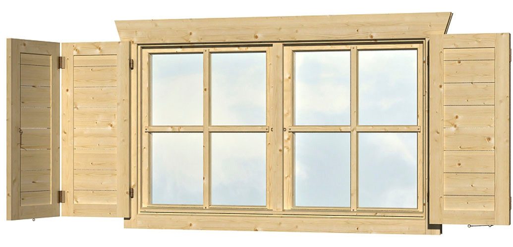 Skanholz Fensterladen, für 2 Einzelfenster á 57,5x70,5cm aus der 28 und 45mm-Serie