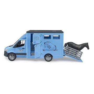 Bruder® Spielzeug-Transporter Mercedes Benz Sprinter, Tiertransporter mit Pferd, Spielzeugauto, Pferdetransporter, Fahrzeug, Blau