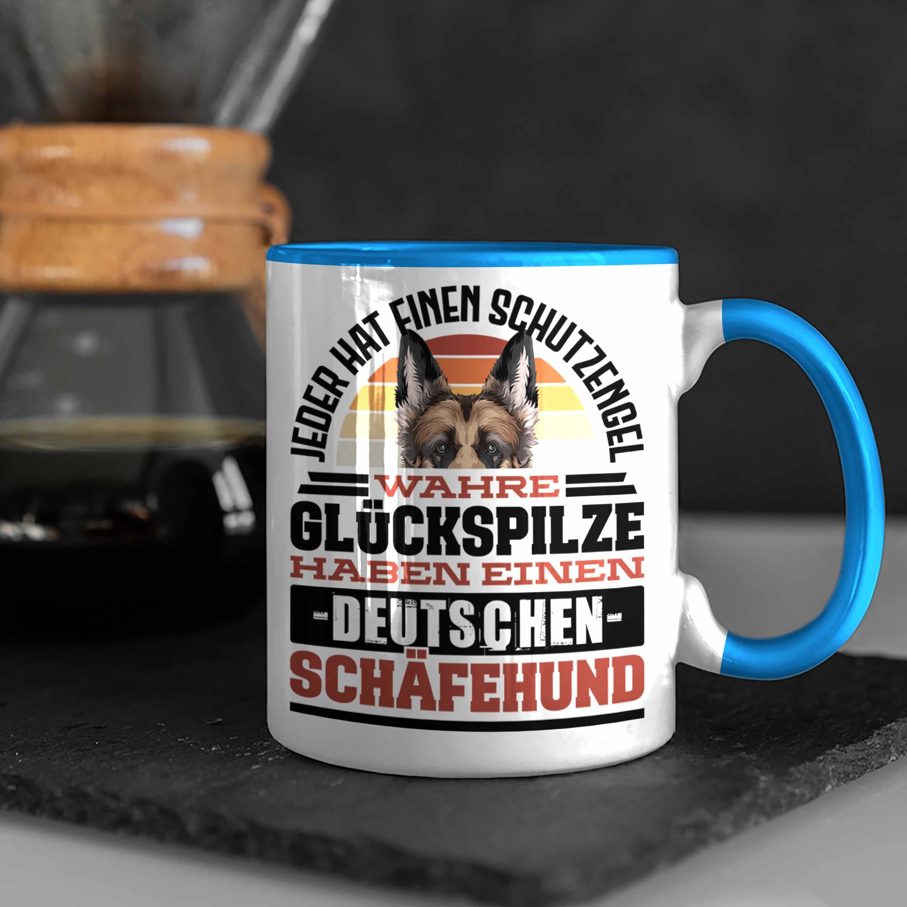 Geschenkidee Kaffee-Becher Tasse Blau Deutscher Schäferhund Schäferhund Trendation Tasse Bes