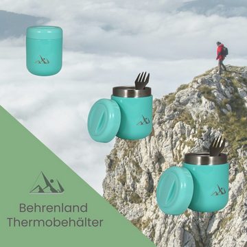 Behrenland Kühlbox Thermobehälter 500 ml - Edelstahl Warmhaltebehälter-Thermo Lunchbox, Inklusive zusammenklappbarem Löffel im Deckelfach