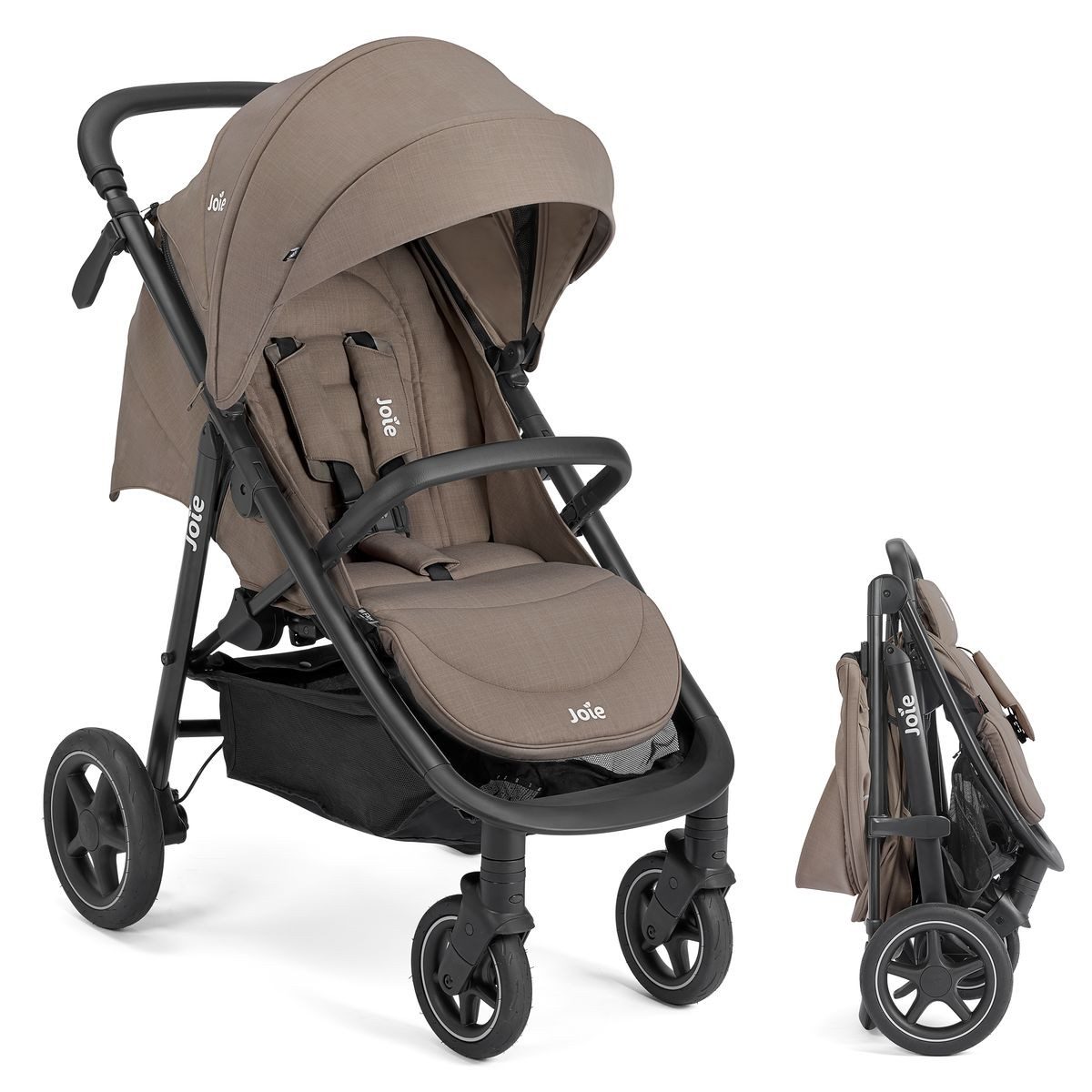 Joie Sport-Kinderwagen Mytrax Pro - Mushroom, Sportwagen bis 22 kg mit Liegefunktion & Regenschutz höhenverstellbar