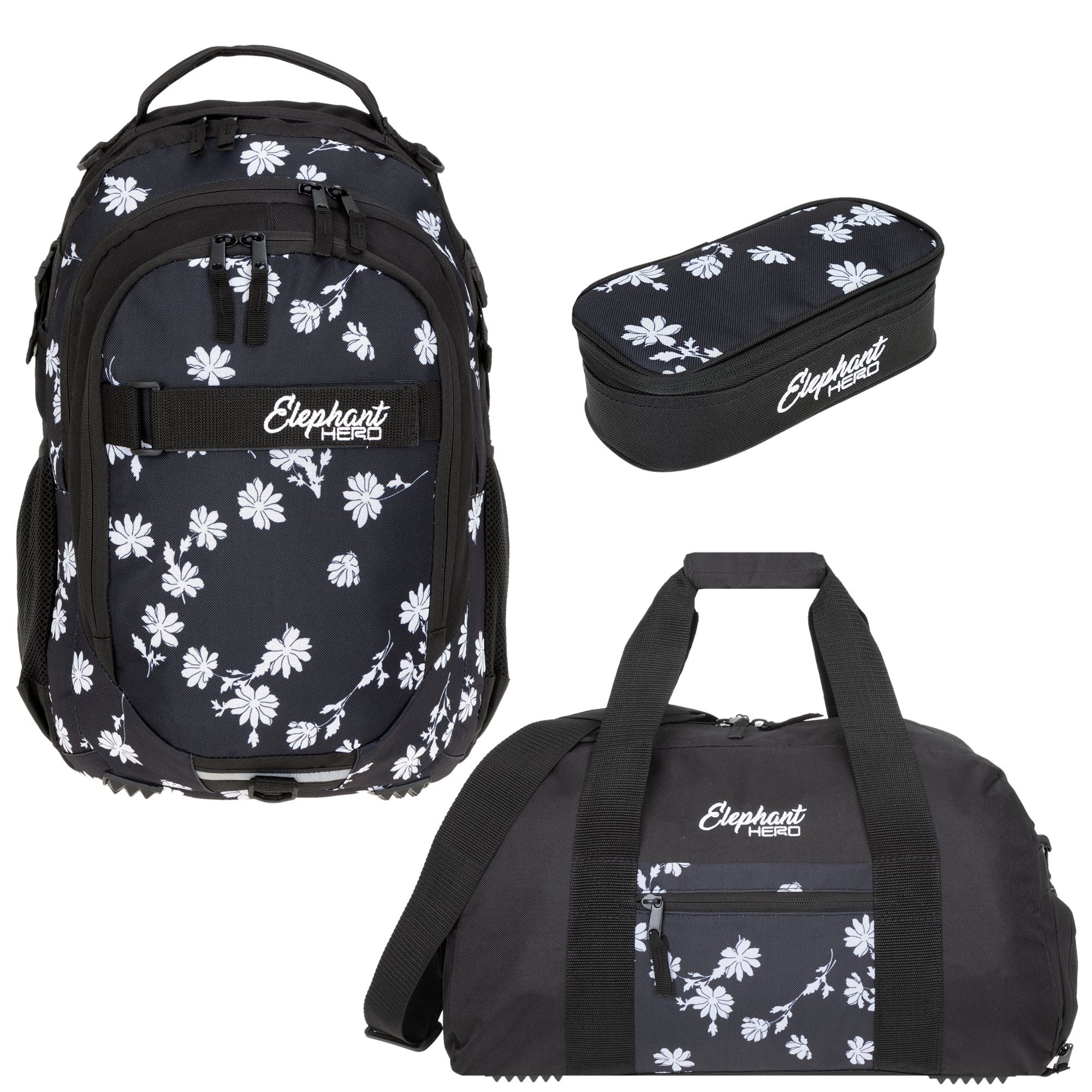 ELEPHANT Schulrucksack Hero Signature Schultasche (Set, 3-tlg., 3 Teile Rucksack Sporttasche Mäppchen Box), Softcase Schulranzen Schulmappe +rsm