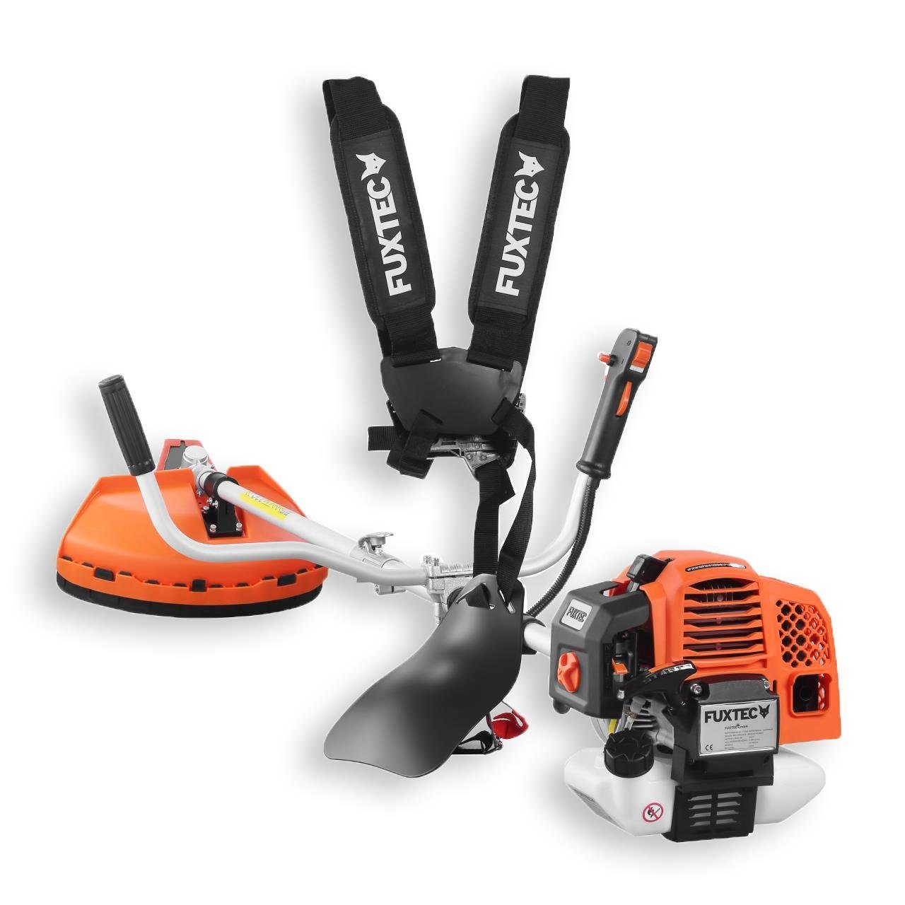 FUXTEC Benzin-Motorsense FX-MS162, 44 cm Arbeitsbreite Messer, 3.5PS 62ccm 32cm Schnittbreite Zweihandgriff Profi-Komfort-Tragegurt