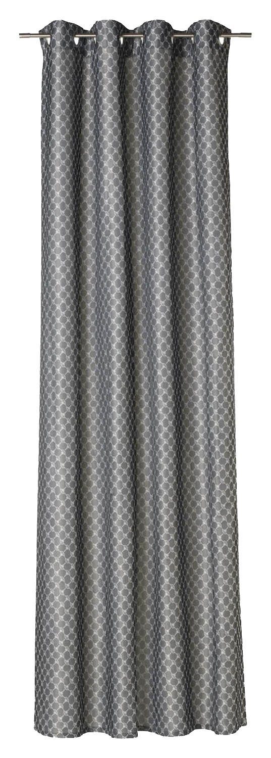 Vorhang Ösenschal J! ALLOVER, Grau, B 140 cm, L 250 cm, Joop!, Ösen,  halbtransparent, mit einer Größe von 140 x 250 cm