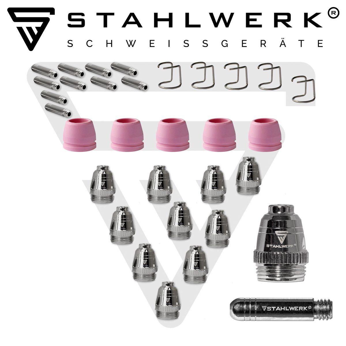 Verschleißteile für STAHLWERK P-60, Set Schutzgasschweißgerät Plasmaschneidbrenner 30-tlg.